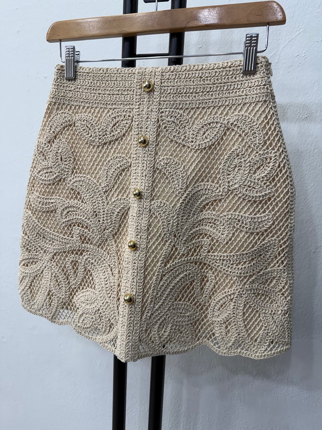정품) 마쥬 아이보리색 크로셰 뜨개 스커트 36 상품이미지3