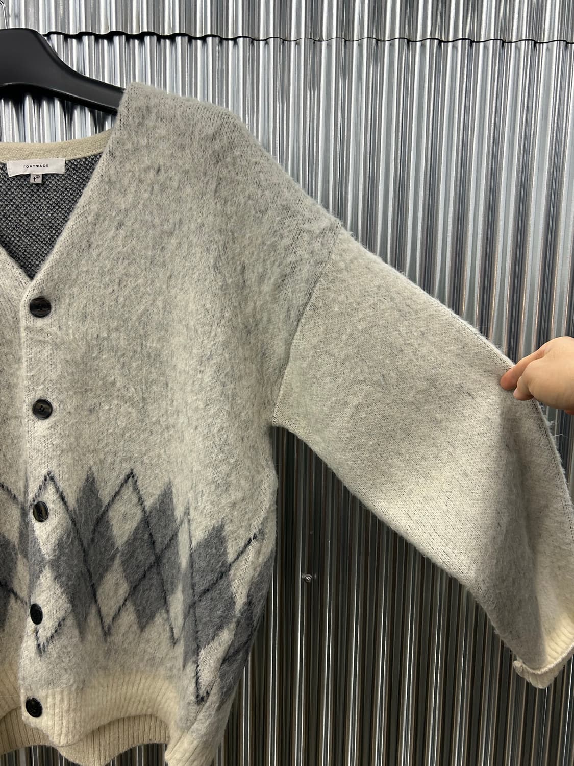 TONYWACK 아가일 알파카 울 가디건 아이보리 상품이미지10