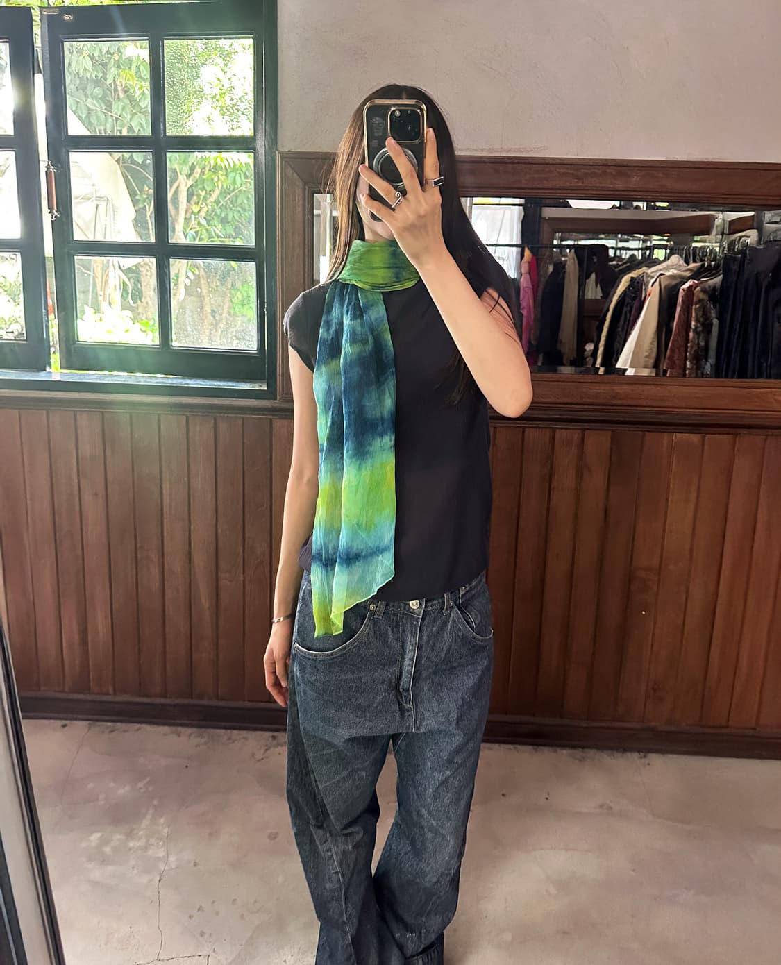 JPV green printed scarf 상품이미지5