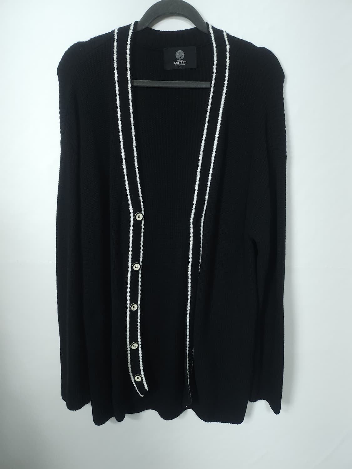 니티드 블랙 소프트니트 배색 가디건 100 L  새제품 상품이미지3