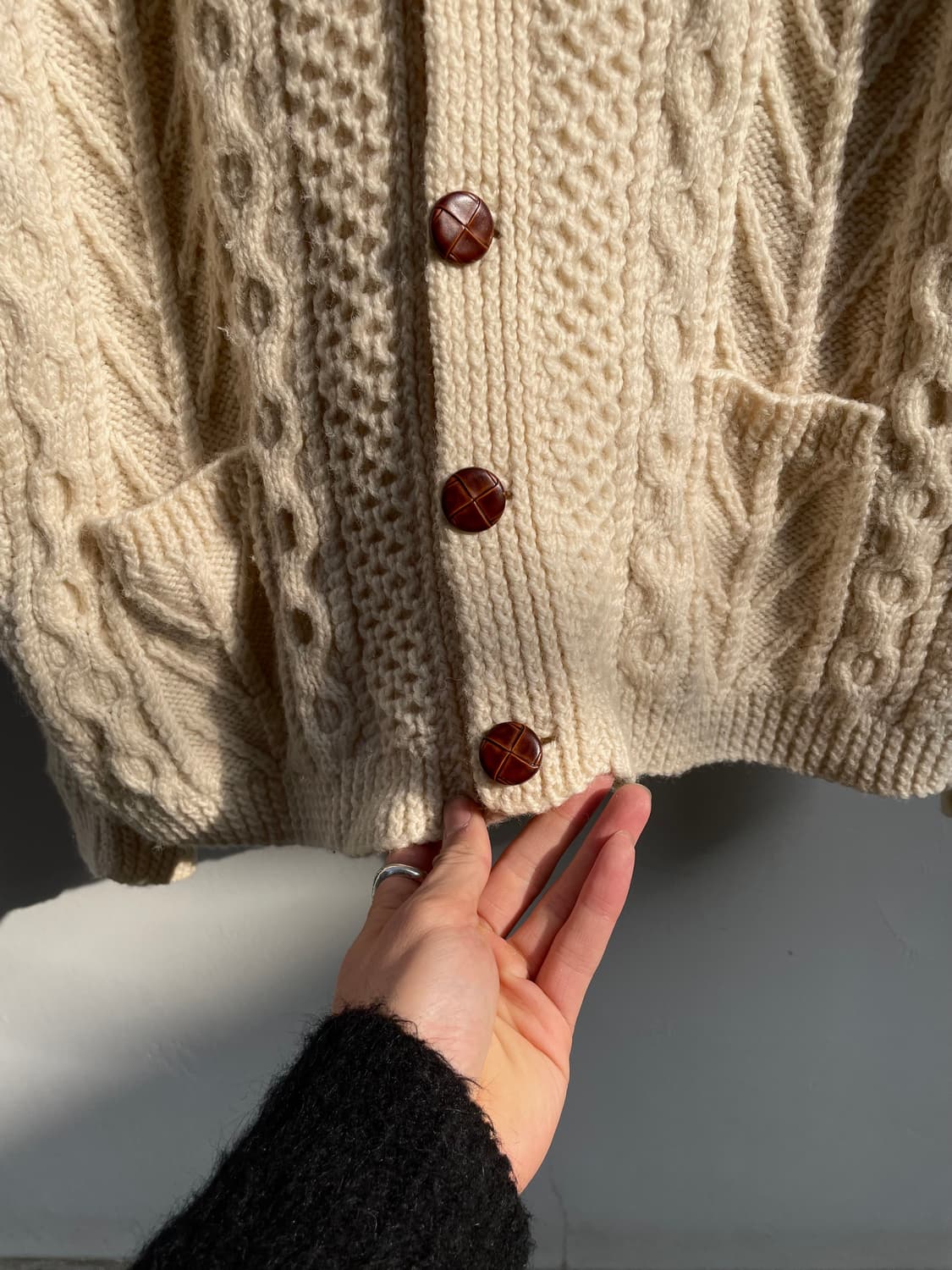 pure wool fisherman handmade cardigan 상품이미지5