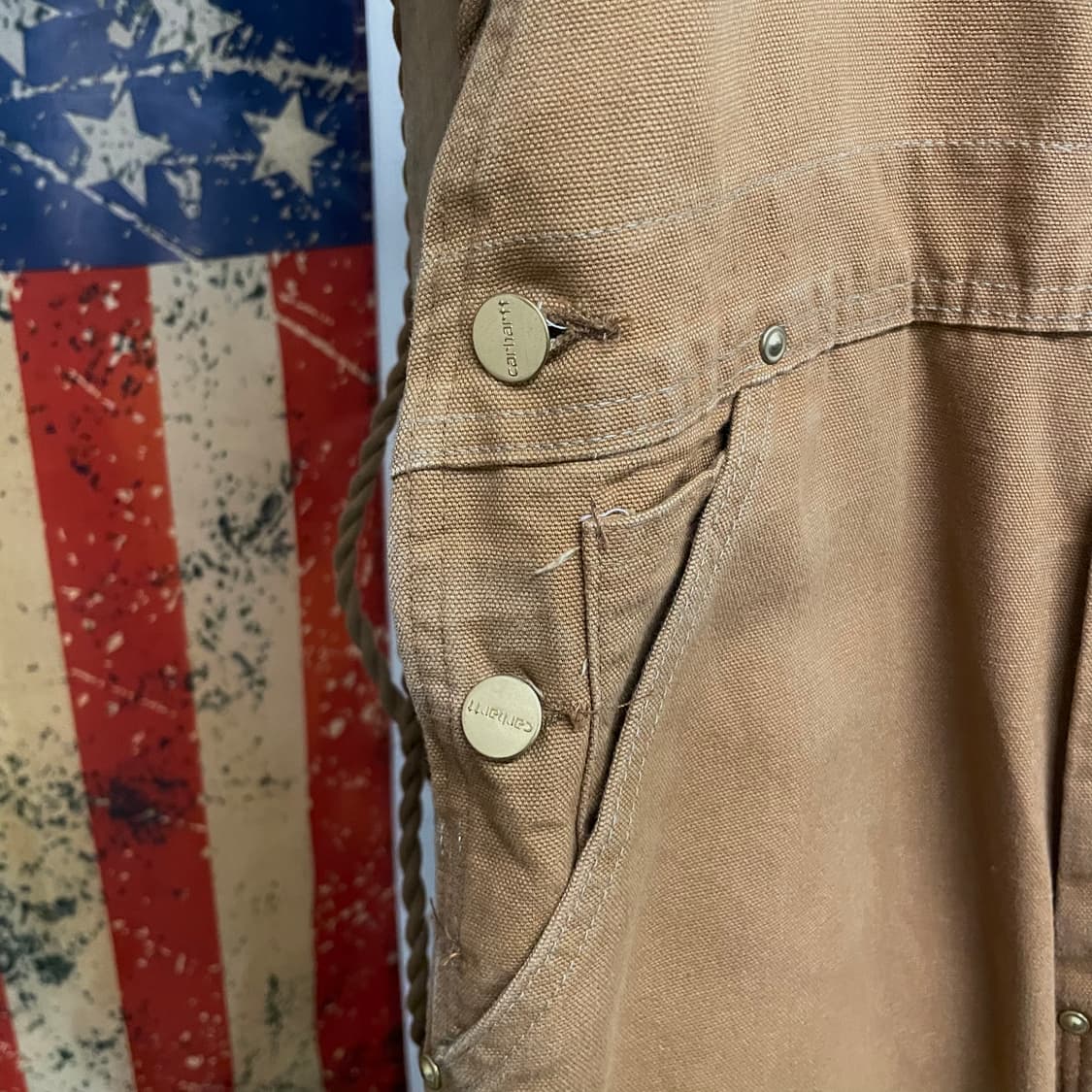 90s 칼하트 오리지널 워크 웨어 더블니 오버롤 데님 멜빵 상품이미지5