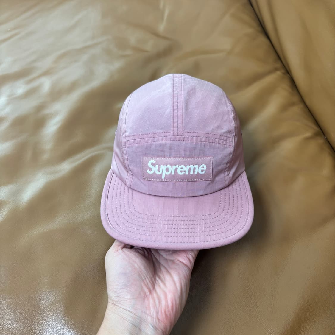 Supreme 슈프림 핑크 캠프캡 모자 Waxed Ripstop Pink 상품이미지2