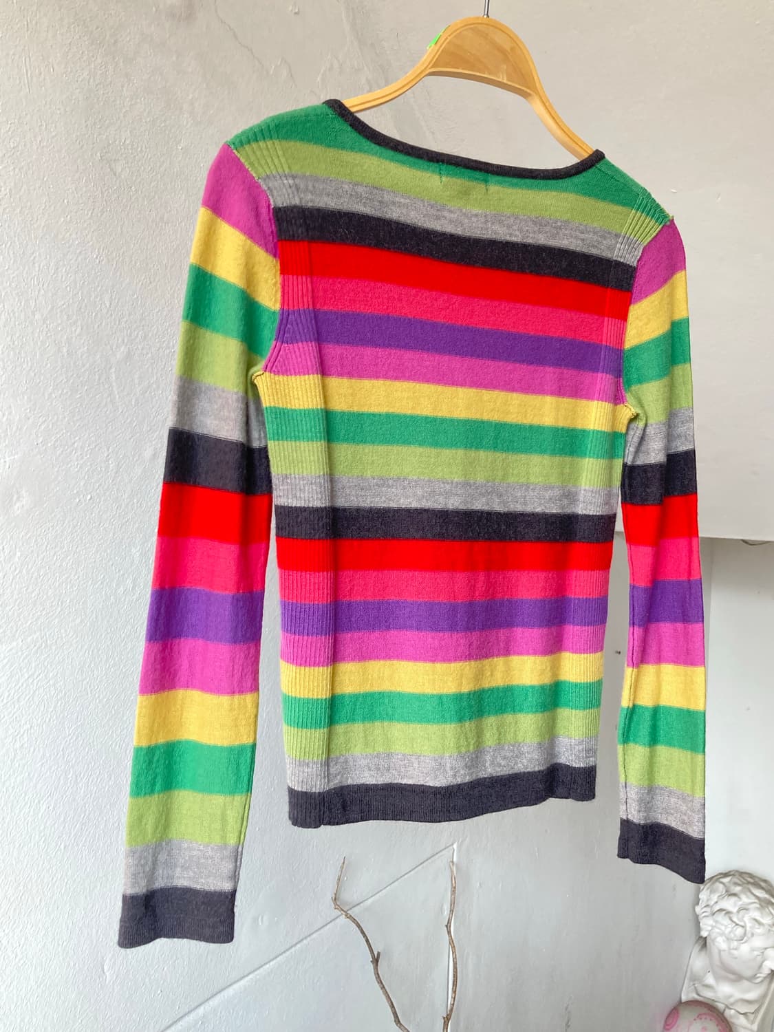 울 무지개 스트라이프 저스트핏 니트탑 상품이미지6