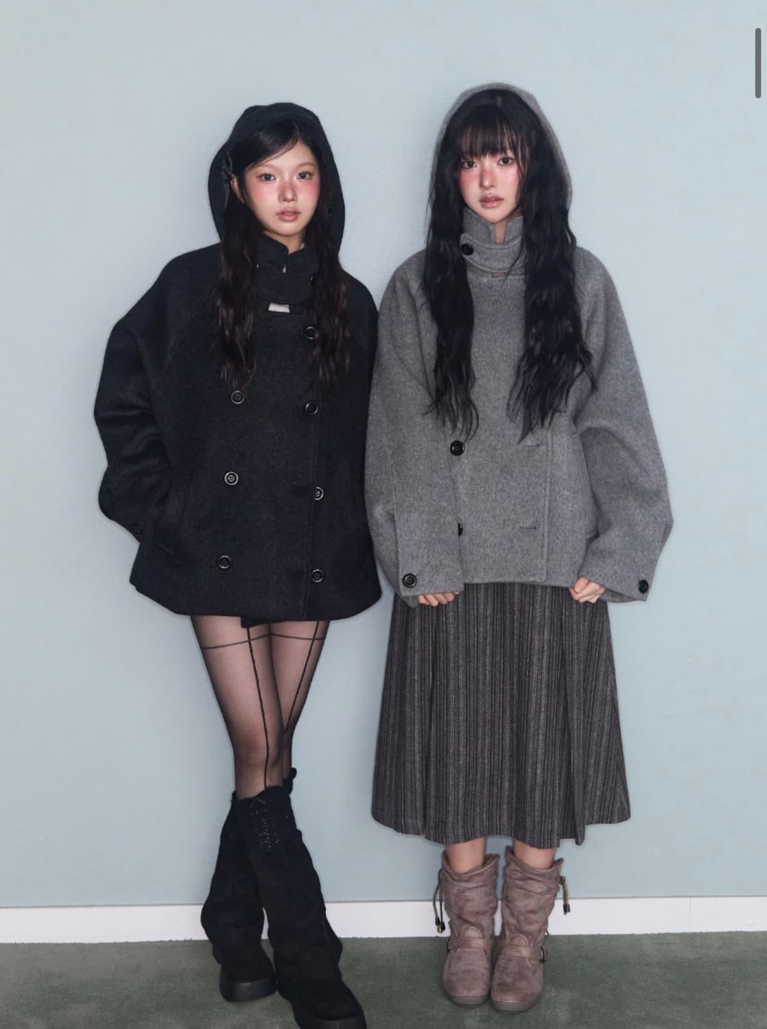 후드 하프 코트 (울100) 상품이미지1