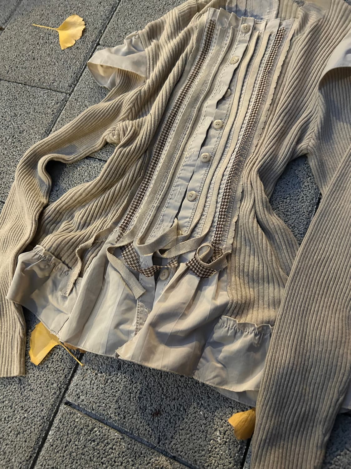 2000s JPN 라떼갸루 베이지 프릴 가디건  상품이미지2