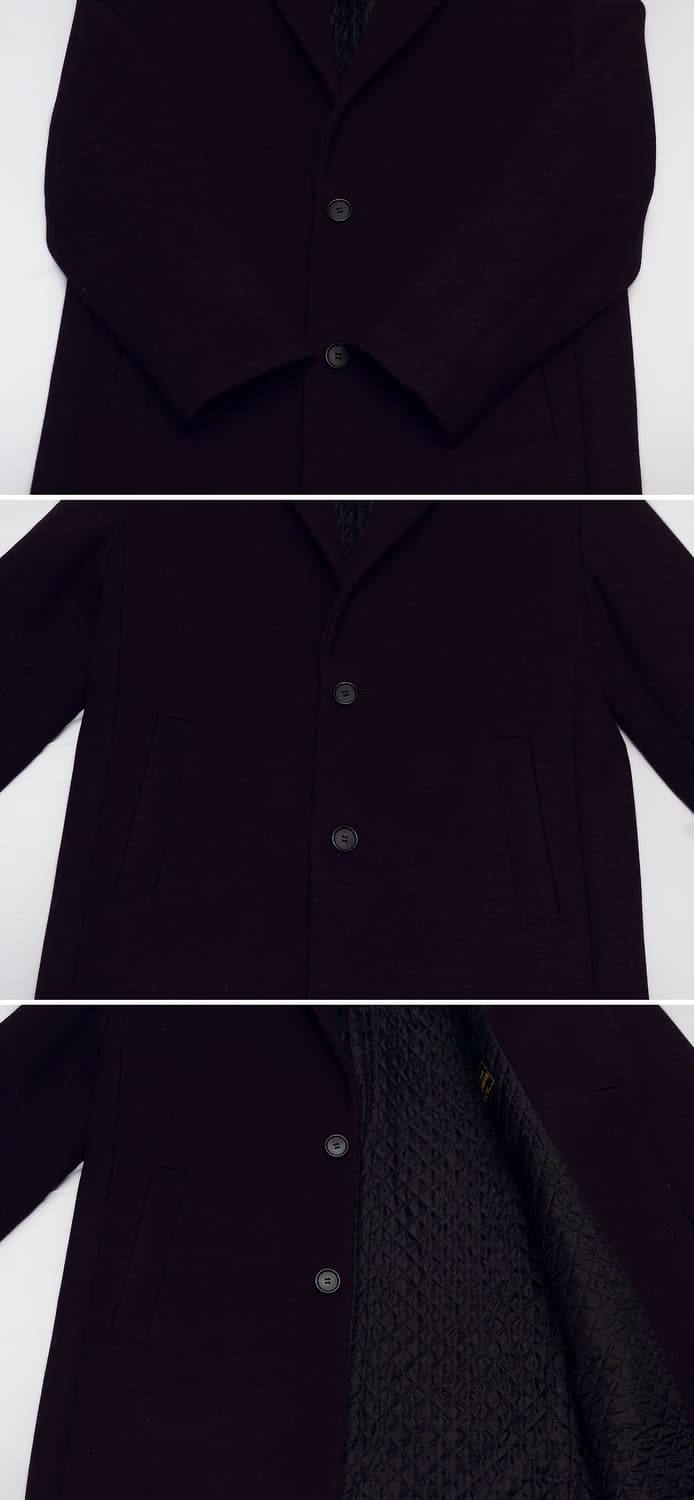 시스템 옴므 딥퍼플 멜튼울 캐시미어 클래식 체스터 코트 (100) 상품이미지6