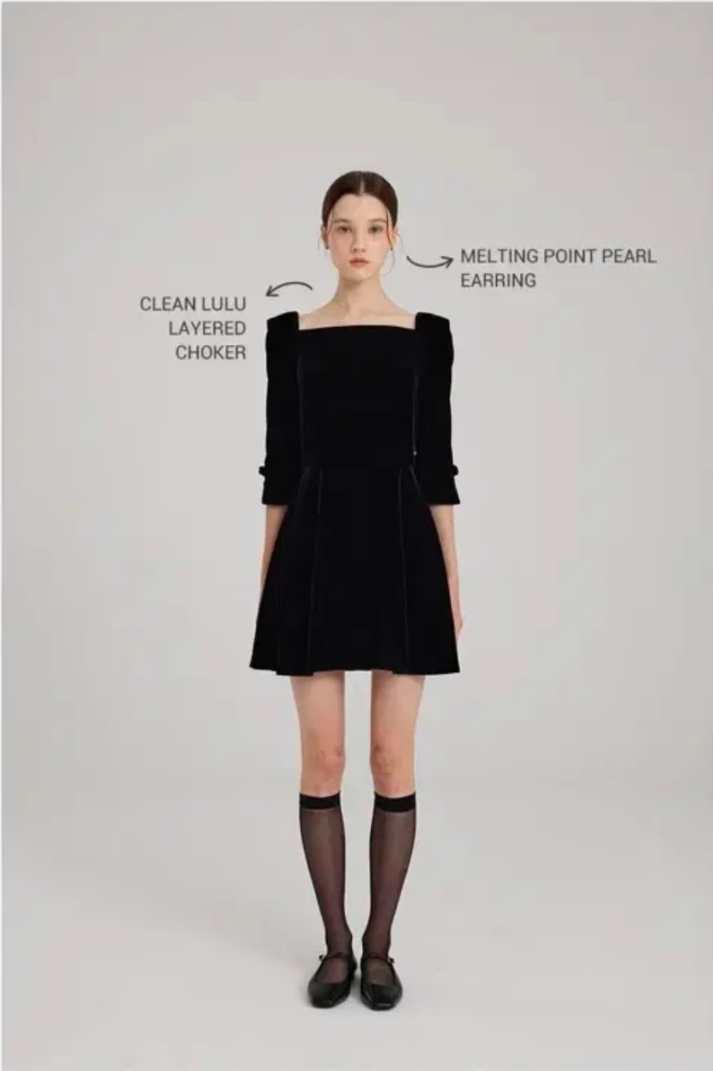 플로움 벨벳 리본 드레수 상품이미지4