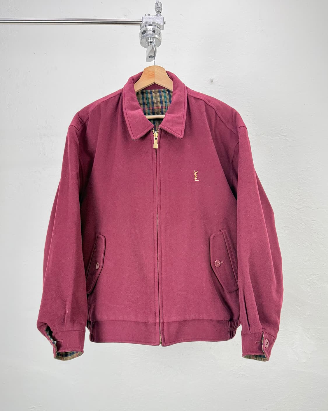 이브 생로랑 뿌르 옴므 리버시블 체크 버건 울 블루종 자켓 상품이미지1