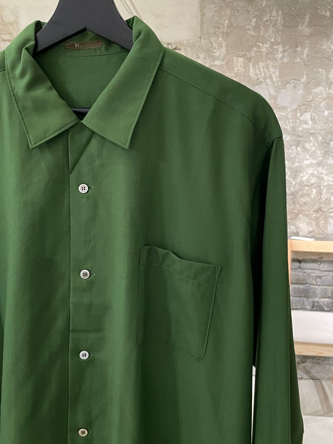 와이즈 포 맨 그린 싱글 포켓 카라 셔츠 상품이미지3