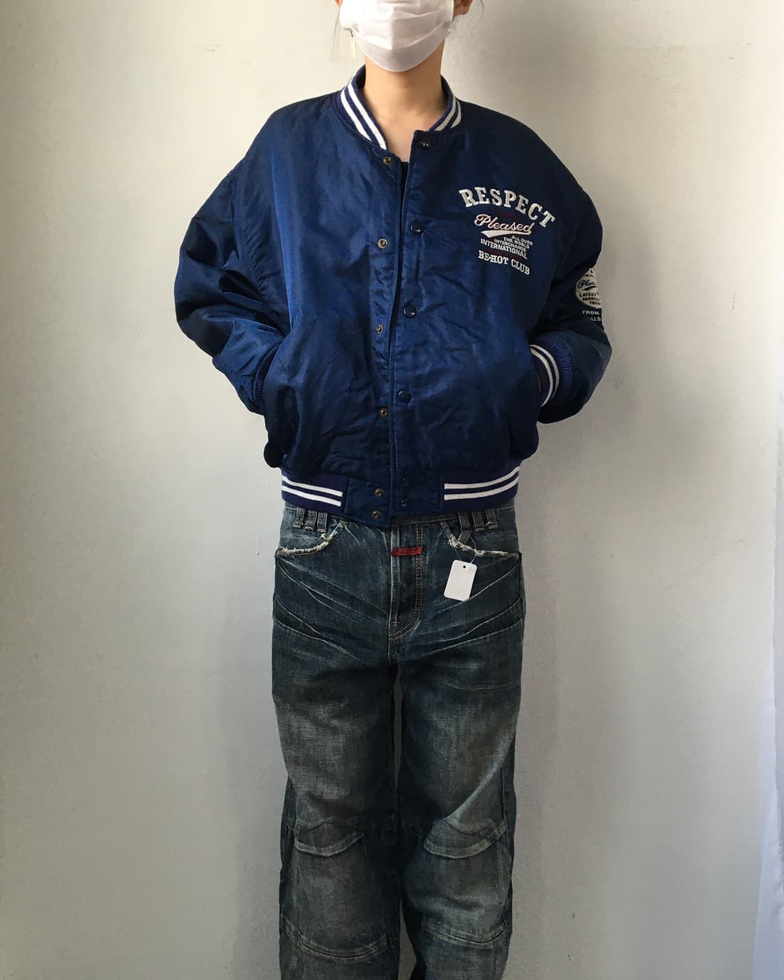 Lettering point bomber jacket 상품이미지7