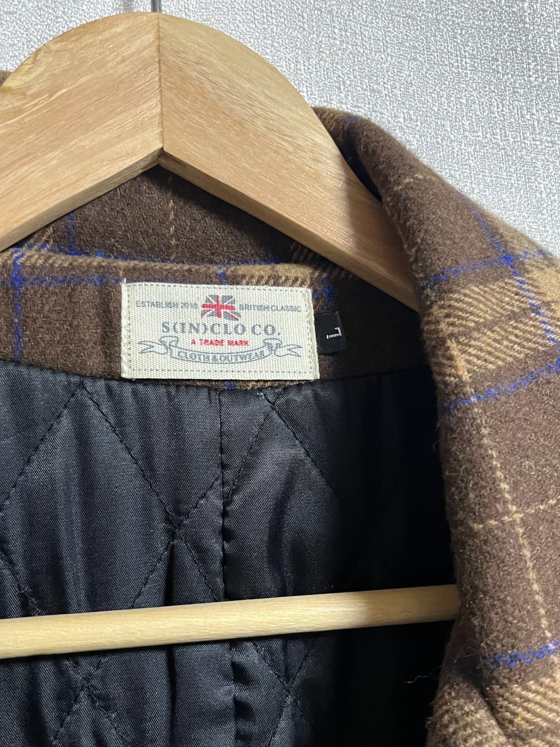 공용 세미오버핏 브라운 더블 체크 롱코트 L 상품이미지5