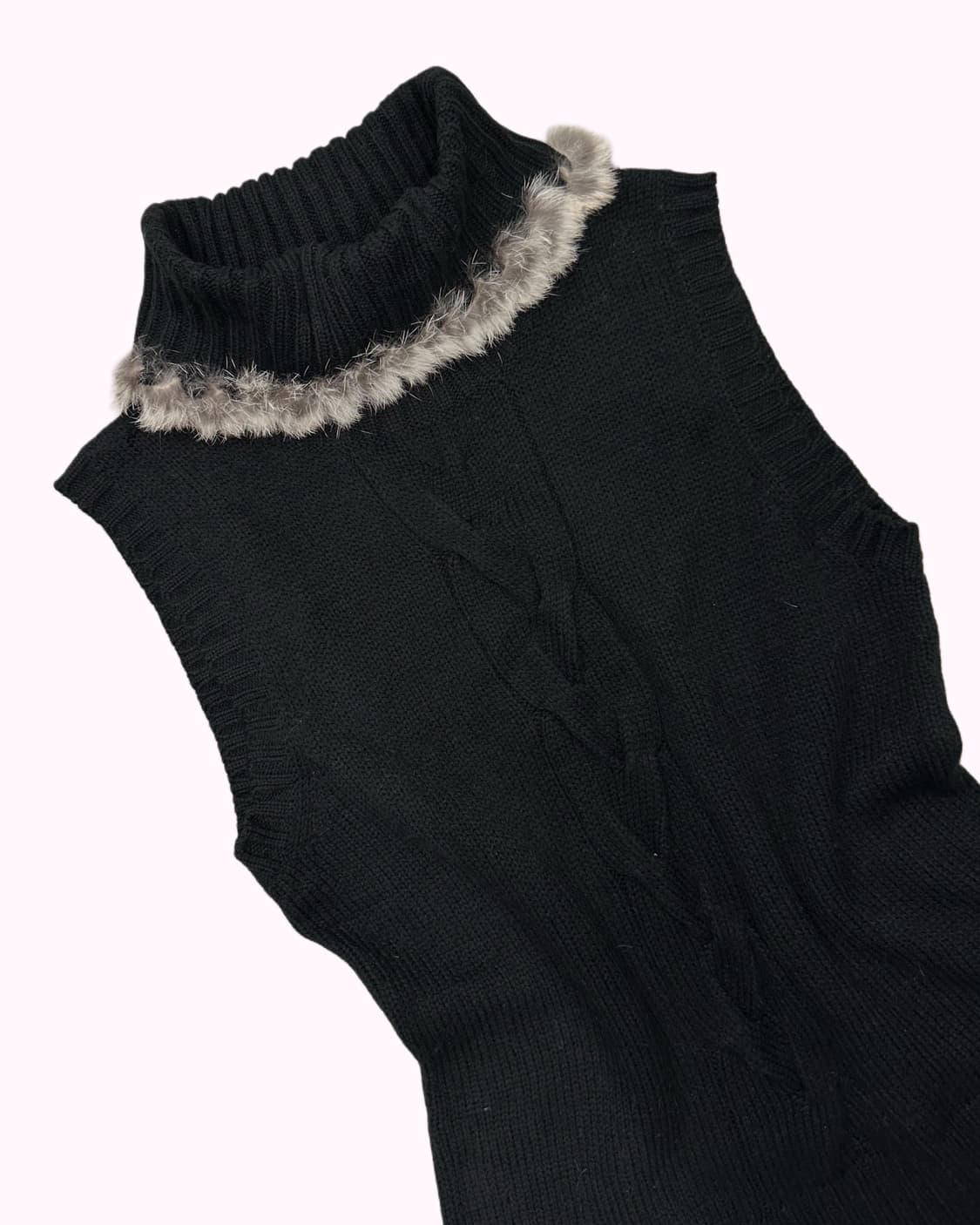 fur treaming turtle-neck sleeveless 상품이미지3