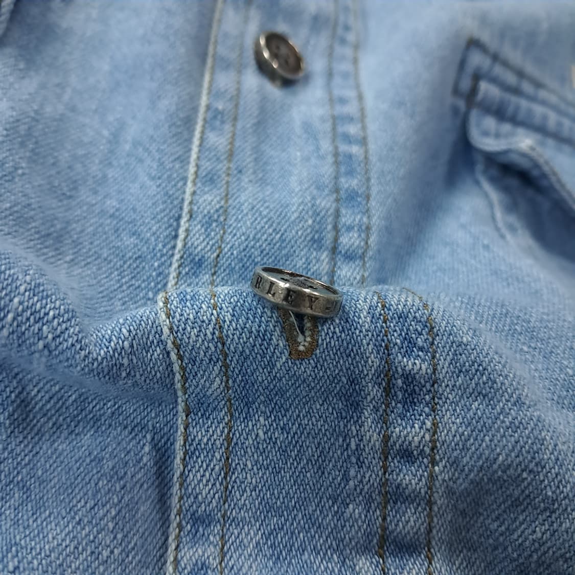CK451 2XL 할리데이비슨 00s 홍콩판 중청 반팔 데님 셔츠 남방 상품이미지5