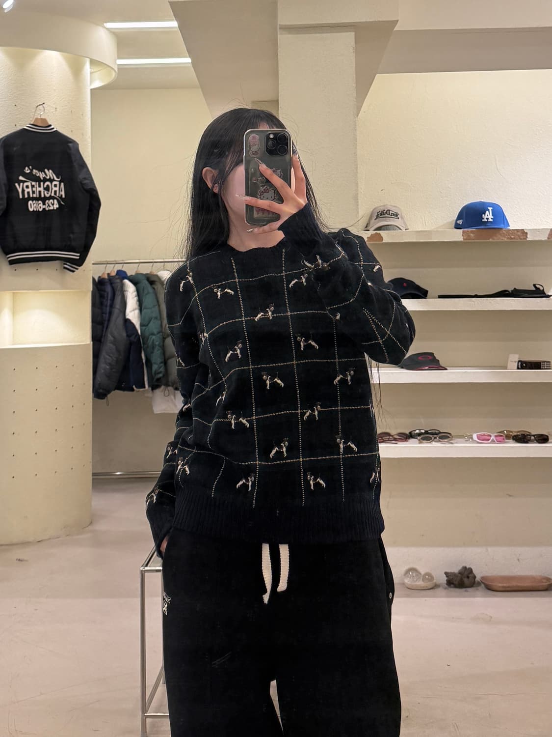 폴로 랄프로렌 도그 자수 체크 울 니트 U802 상품이미지1