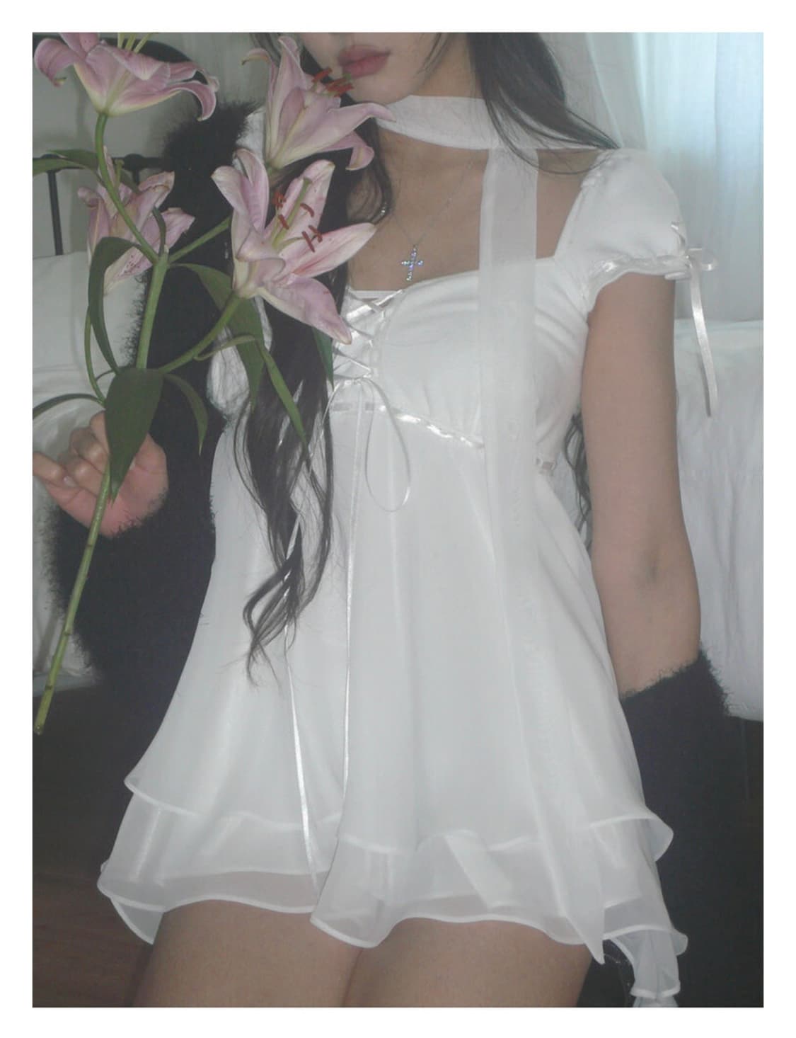 엔젤넘버555 스노우 엔젤 블라우스 화이트 상품이미지2