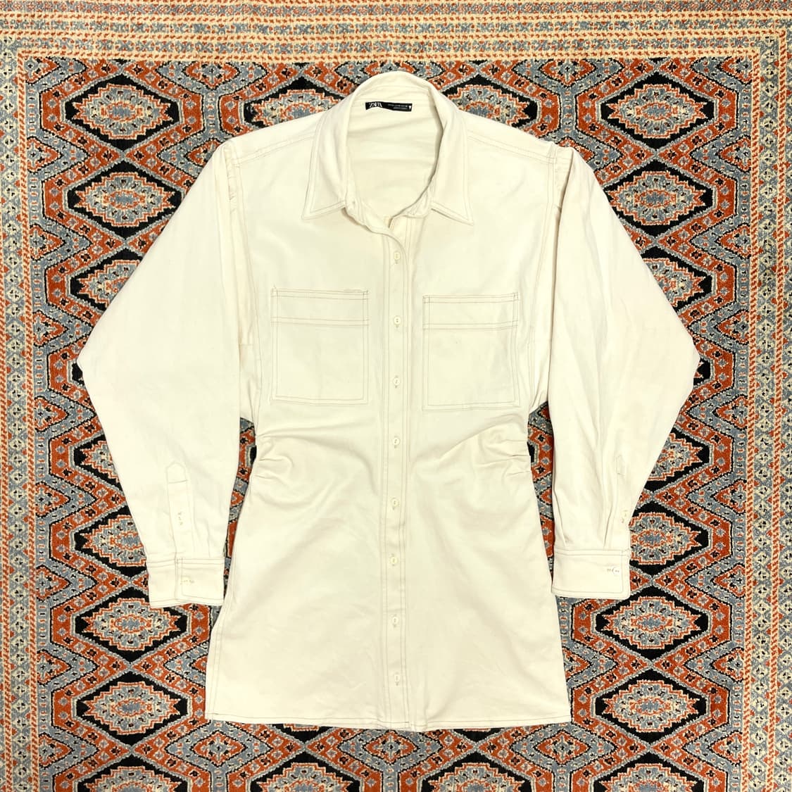 자라 아이보리 셔츠 미니 원피스 여성M 상품이미지1