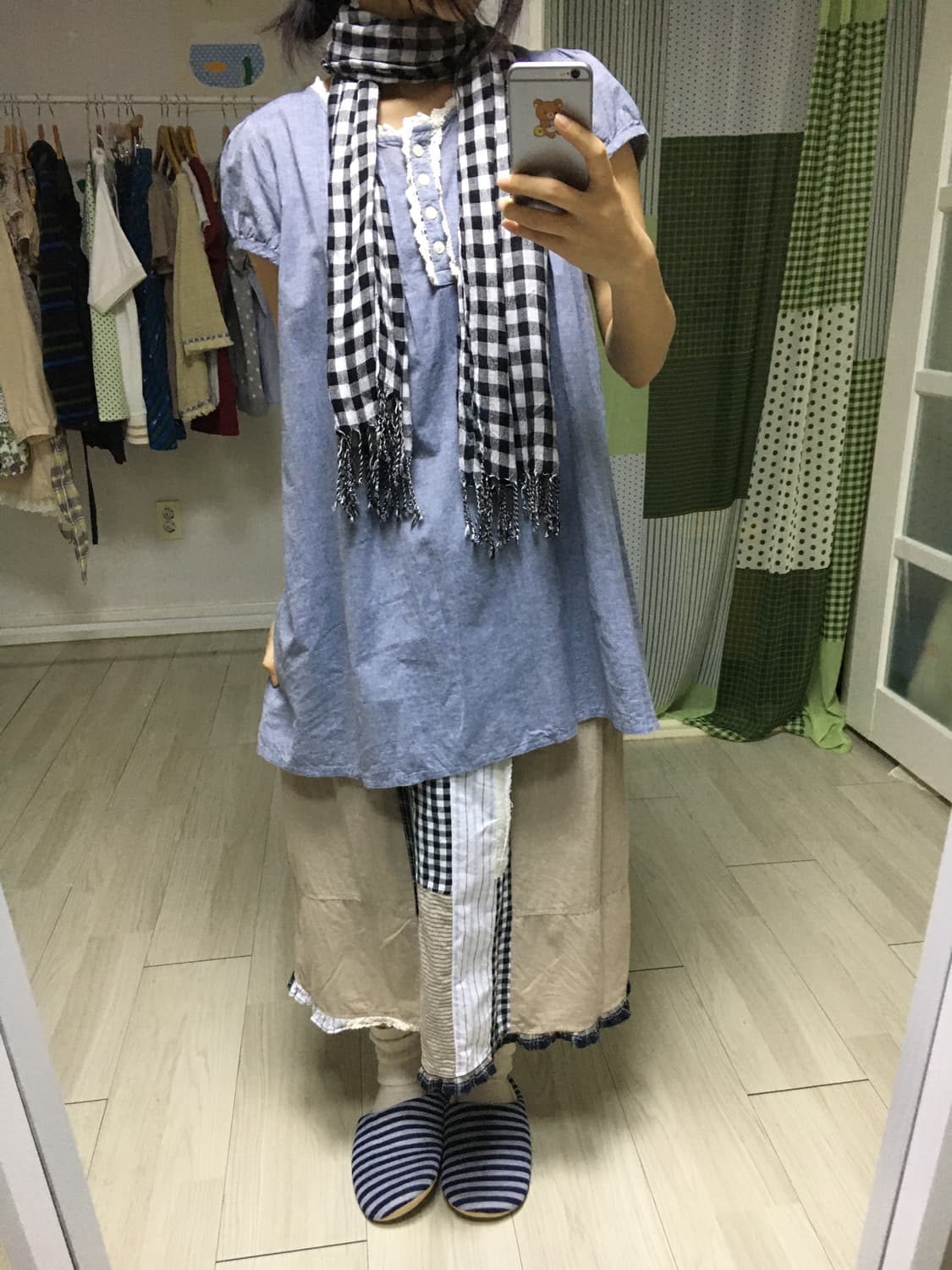 블랙 체크 스카프 상품이미지6