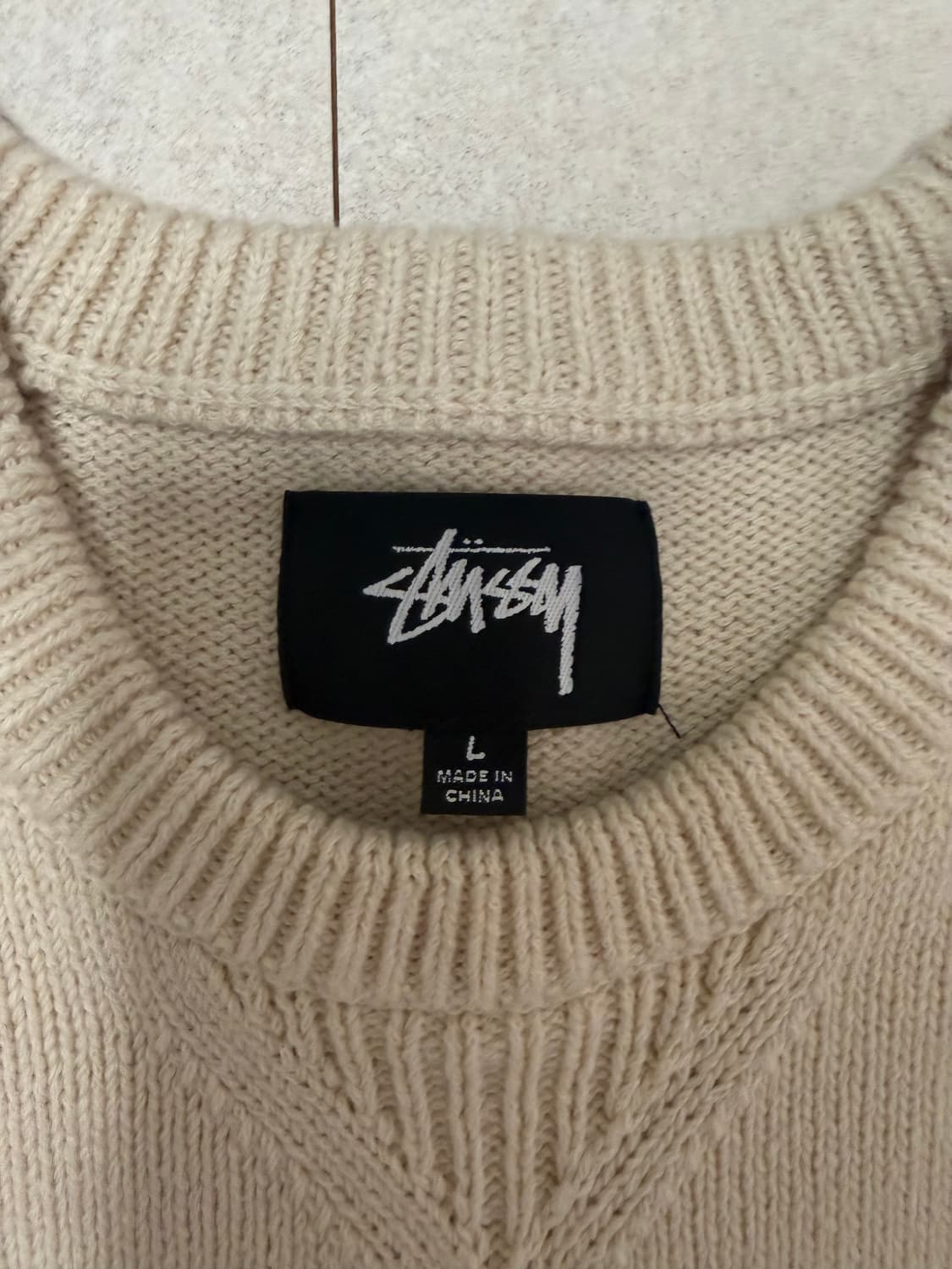 스투시 핸드리튼 스웨터 내추럴 상품이미지3