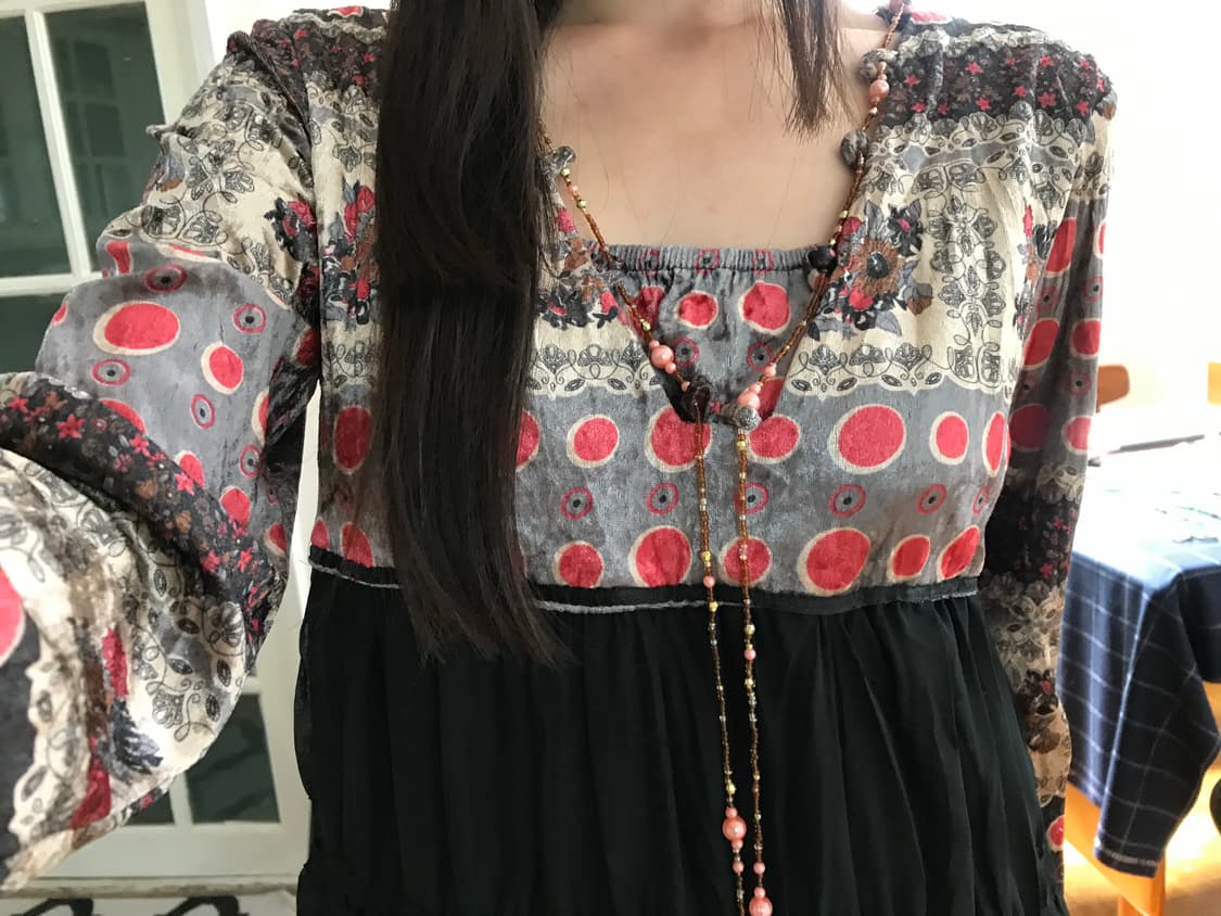 vintage velvet pattern one-piece 상품이미지5