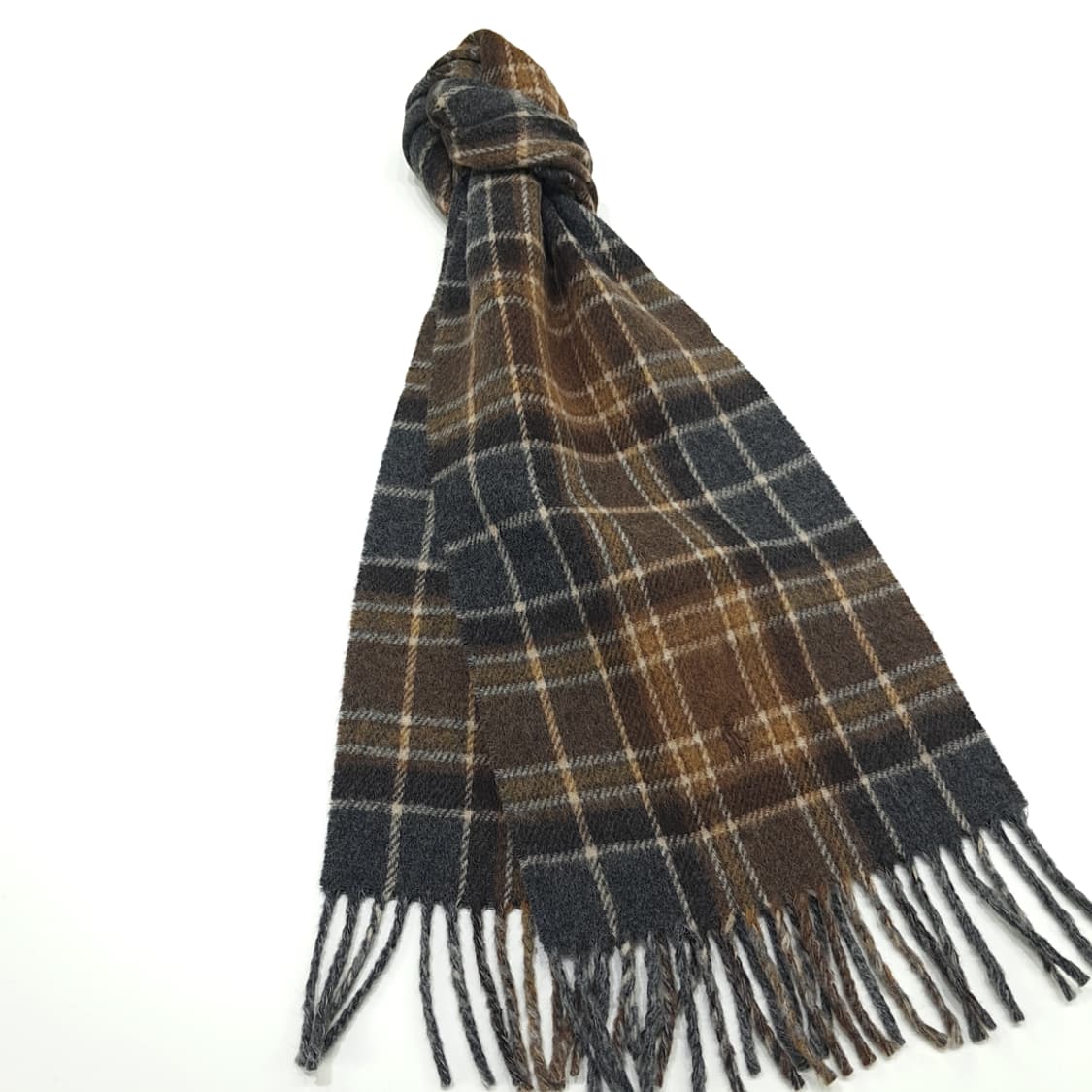MX223 폴로 랄프로렌 브라운 체크 헤링본 램스울 양면 목도리 머플러 상품이미지2