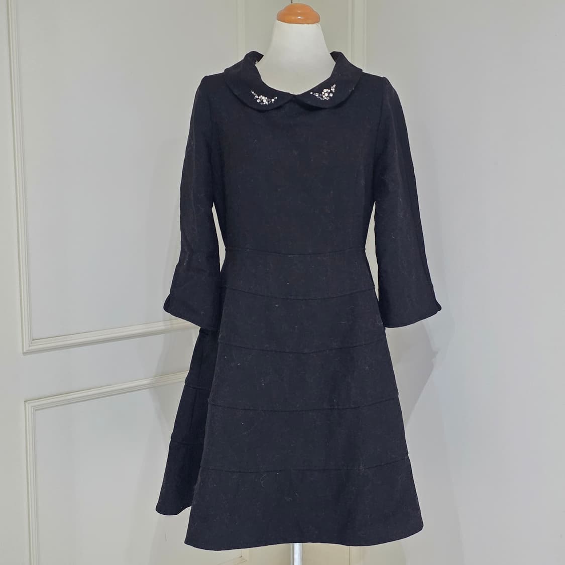 일본빈티지) 고딕로리타st 블랙 모직 로맨틱 모리걸 카라 글리터 원피스 상품이미지1