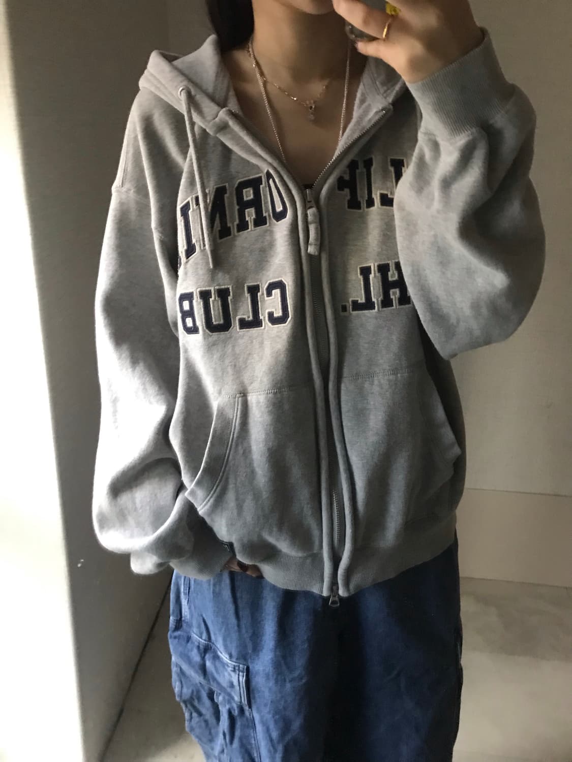 후아유 그레이 오버핏 후드집업 상품이미지3