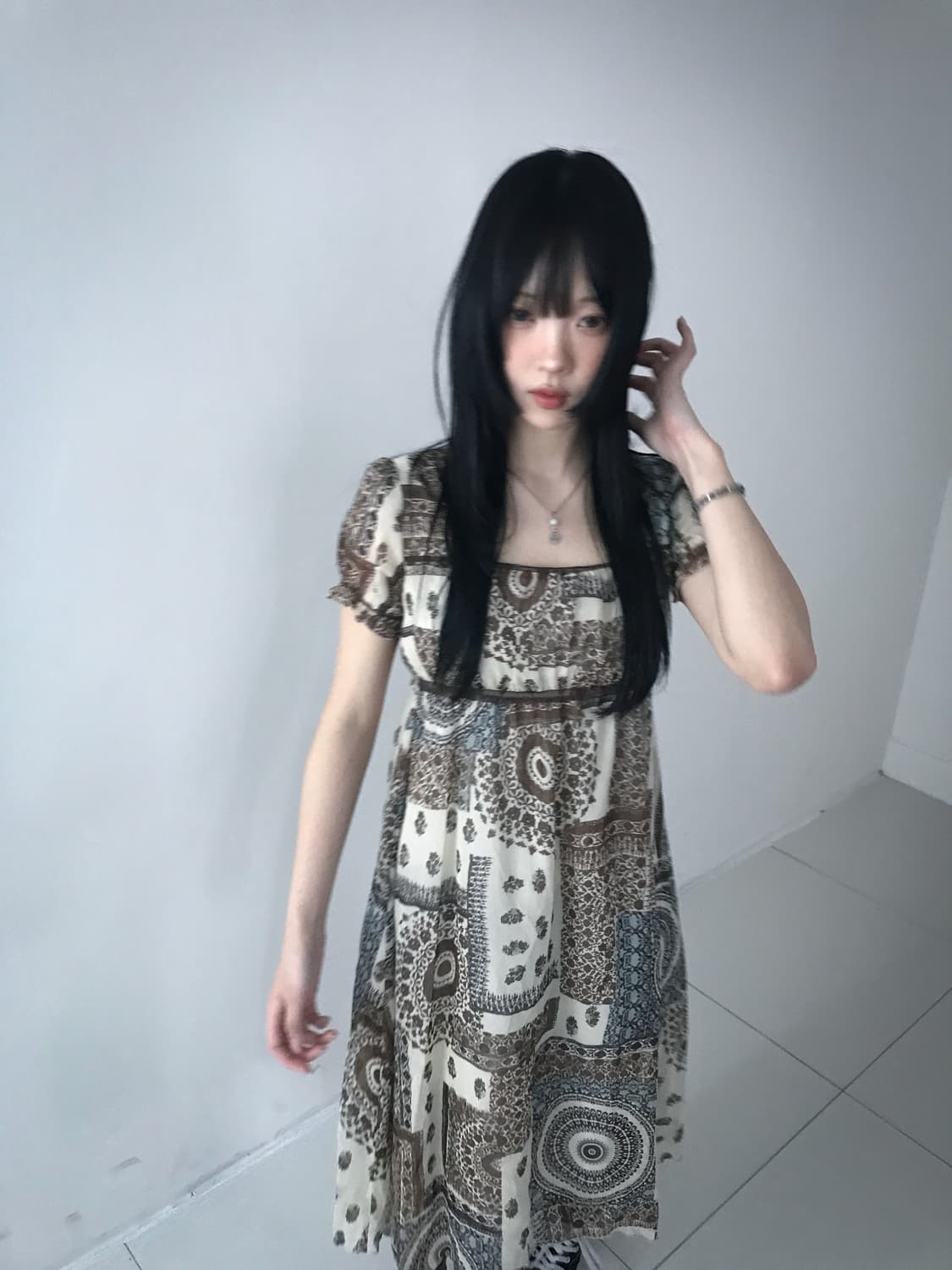Bohemian Square Neck Dress 상품이미지9