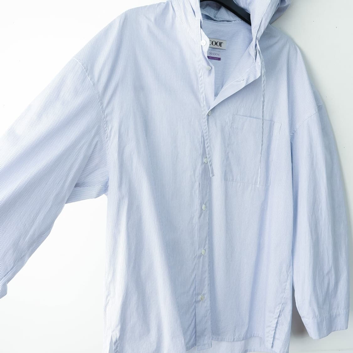 100/쿠어 파카링 디테쳐블 스트라이프 후드 셔츠 상품이미지5