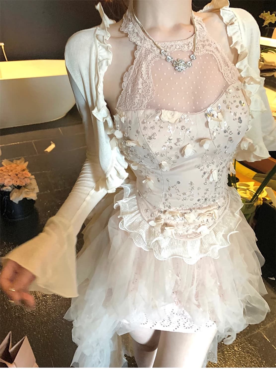 Lady DiDi 플로러 드레이프 홀터넥 스커트 셋업 M 상품이미지1