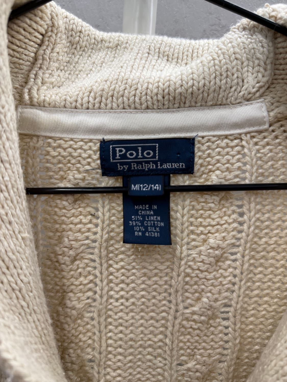 Polo Shawl Collar Cable Knit Cardigan M 상품이미지4