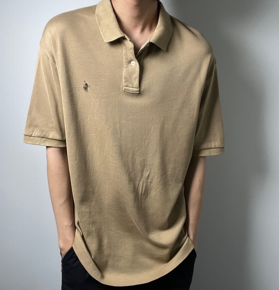 폴로 랄프로렌 베이지 반팔 폴로 셔츠 L 상품이미지3