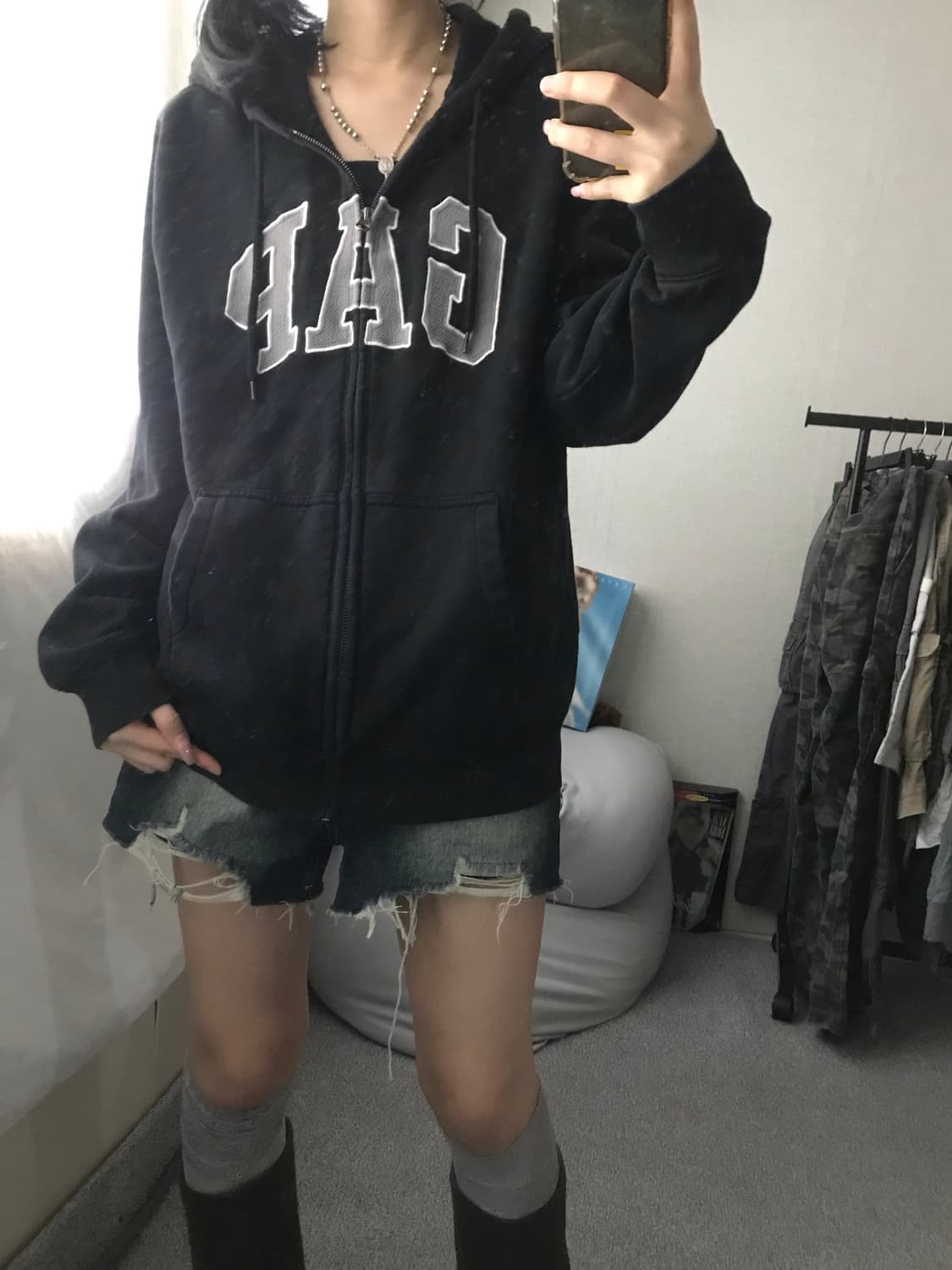 갭 블랙 후드집업 상품이미지1