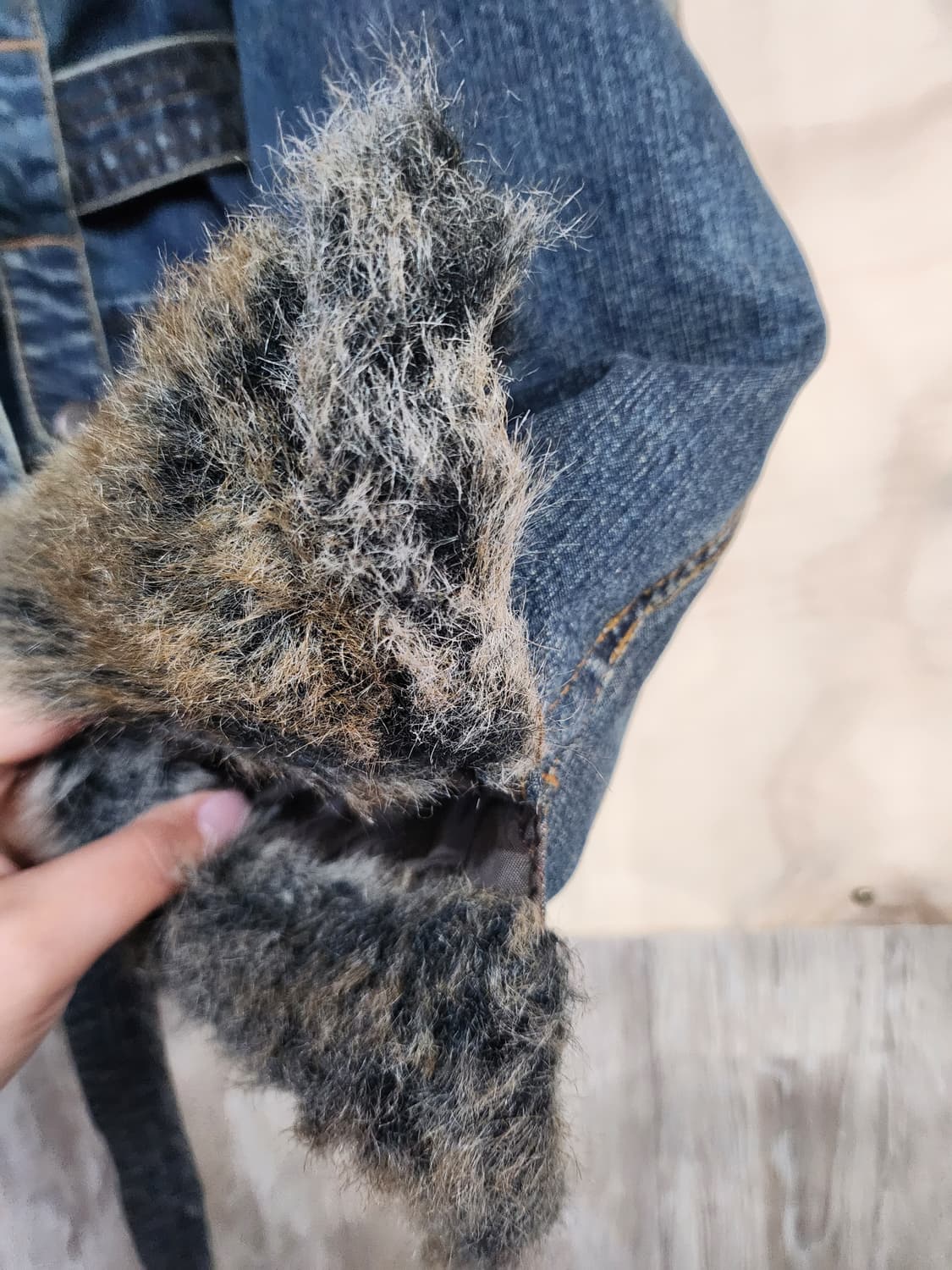 501) 여성 인조퍼 포인트 데님자켓 상품이미지5