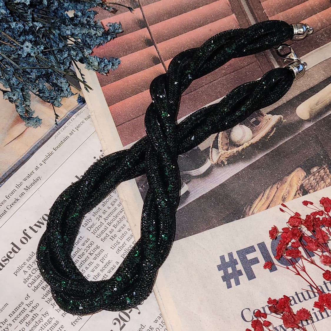 90s 프랑스 빈티지 쥬얼리 에메랄드 트위스트 초커 빈티지 목걸이 상품이미지8