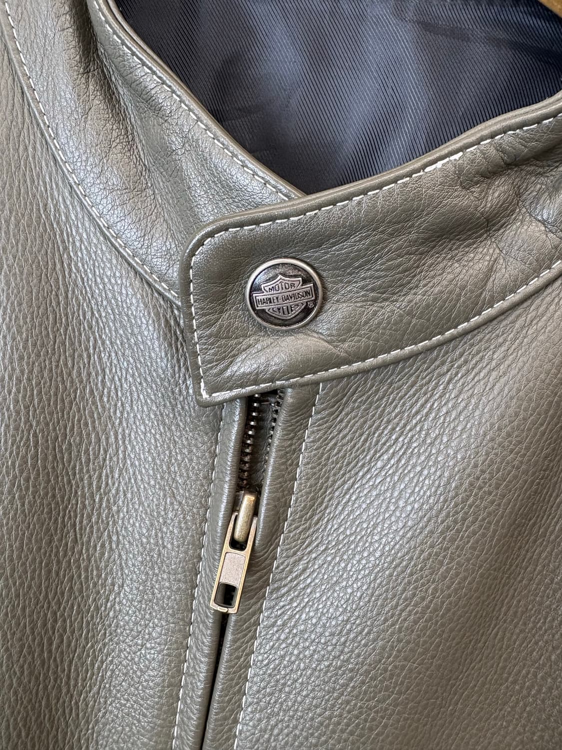 할리데이비슨 스타일 자수 빈티지 싱글 레더 자켓 상품이미지7