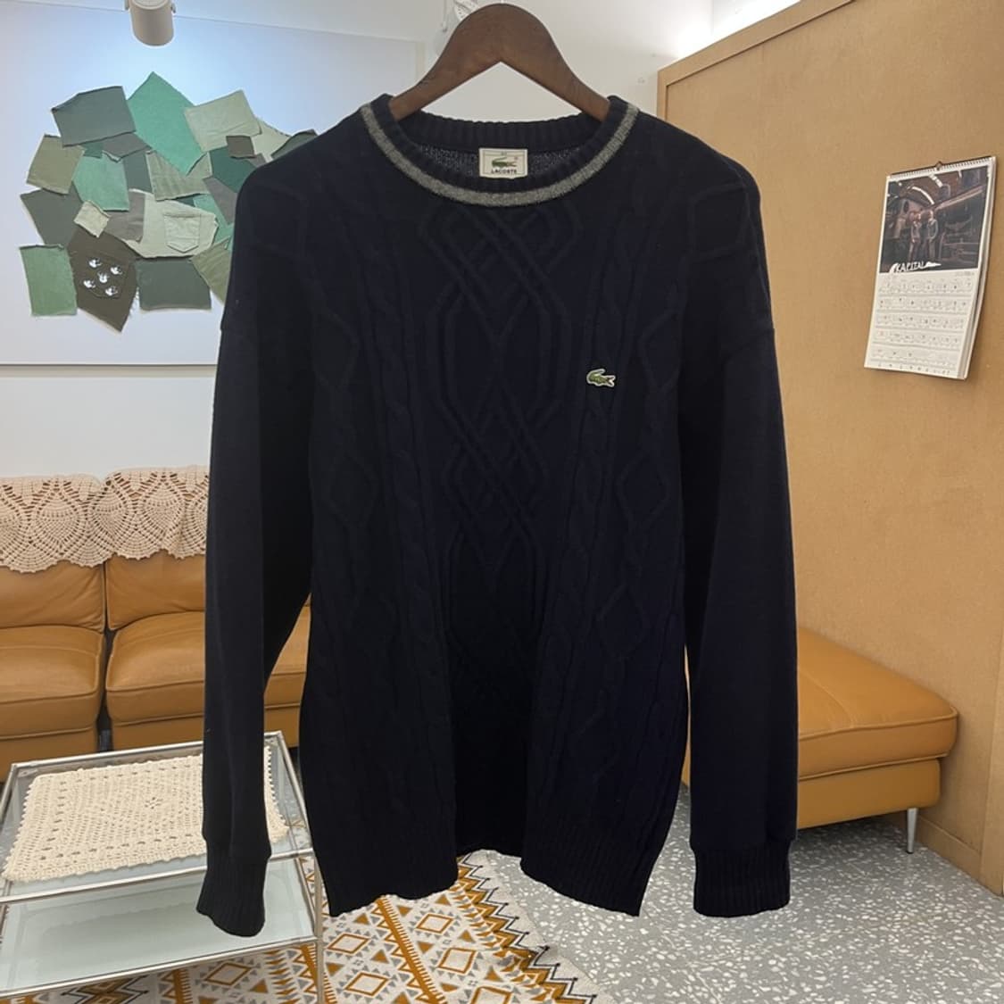라코스테 올드스쿨 레트로 캐주얼 꽈배기 케이블 니트 100 C10706 상품이미지3
