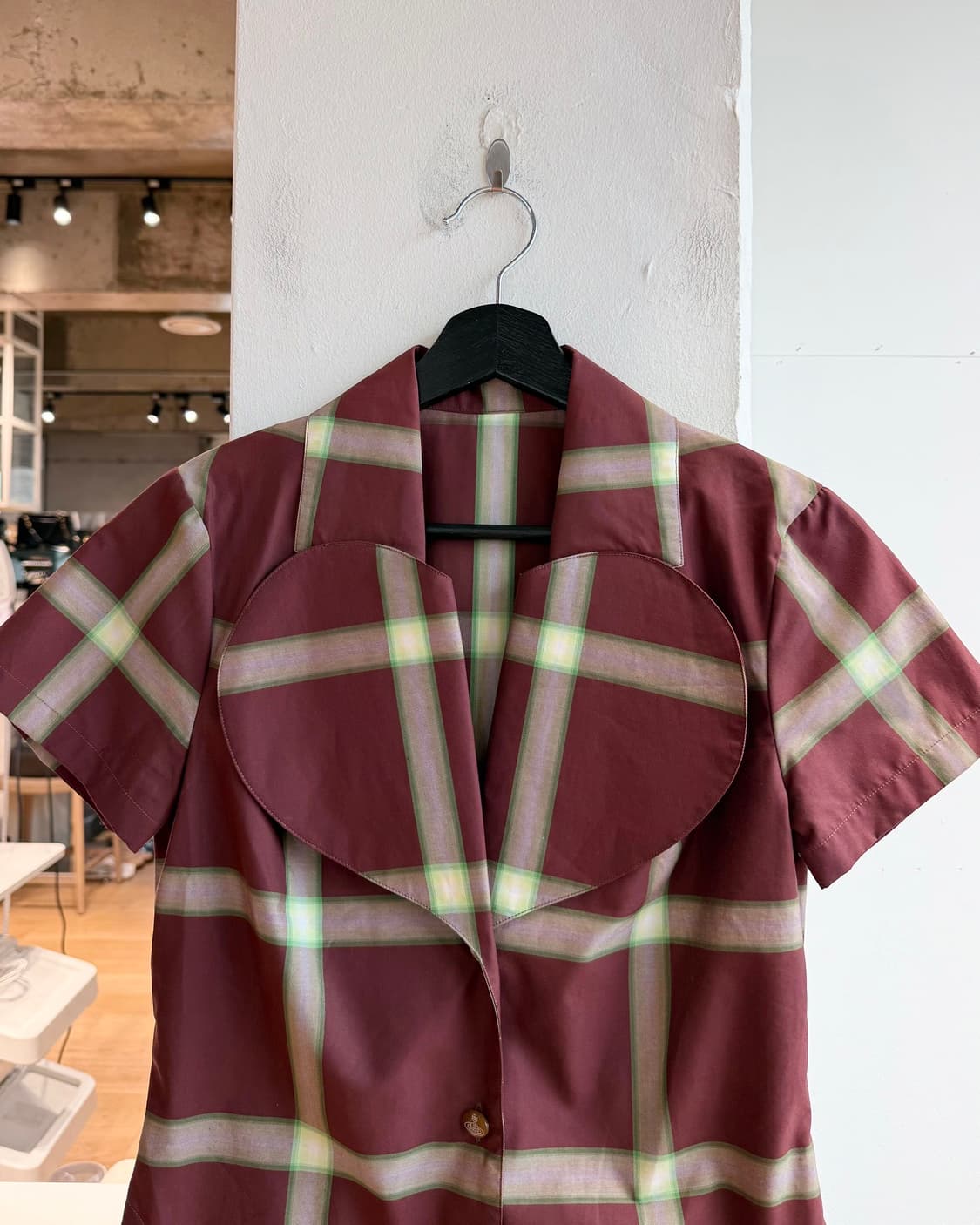 비비안 웨스트우드 레드라벨 하트 카라 체크 하프 셔츠 상품이미지2