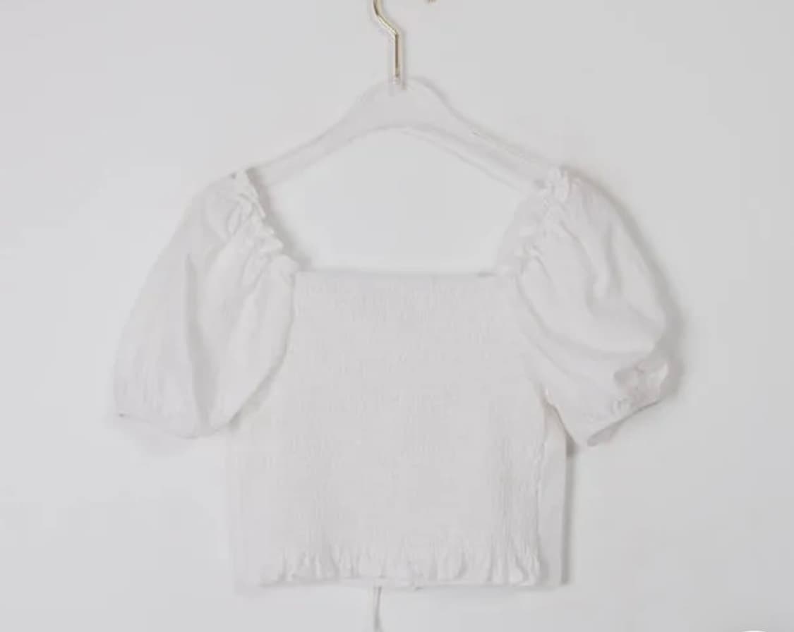 화이트 레이스 리본 크롭 블라우스 상품이미지2