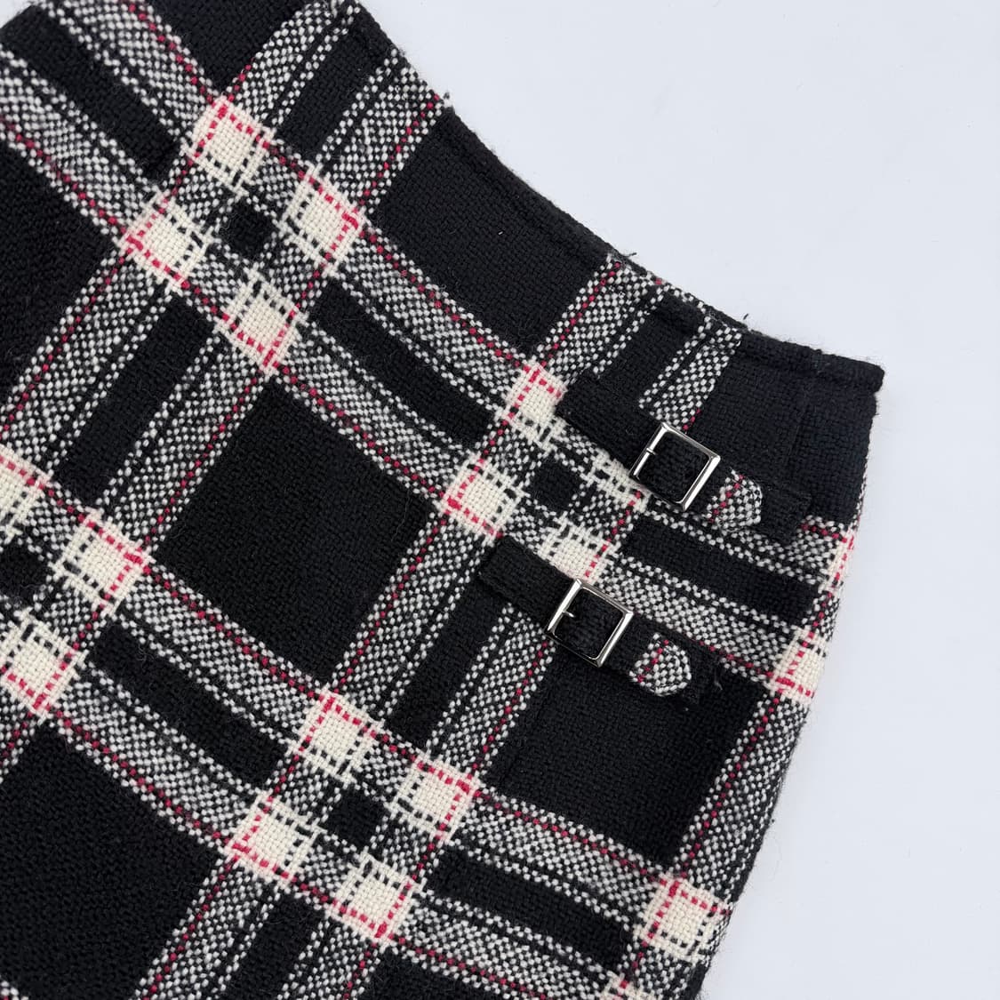 꾸레쥬 울 체크스커트 상품이미지3