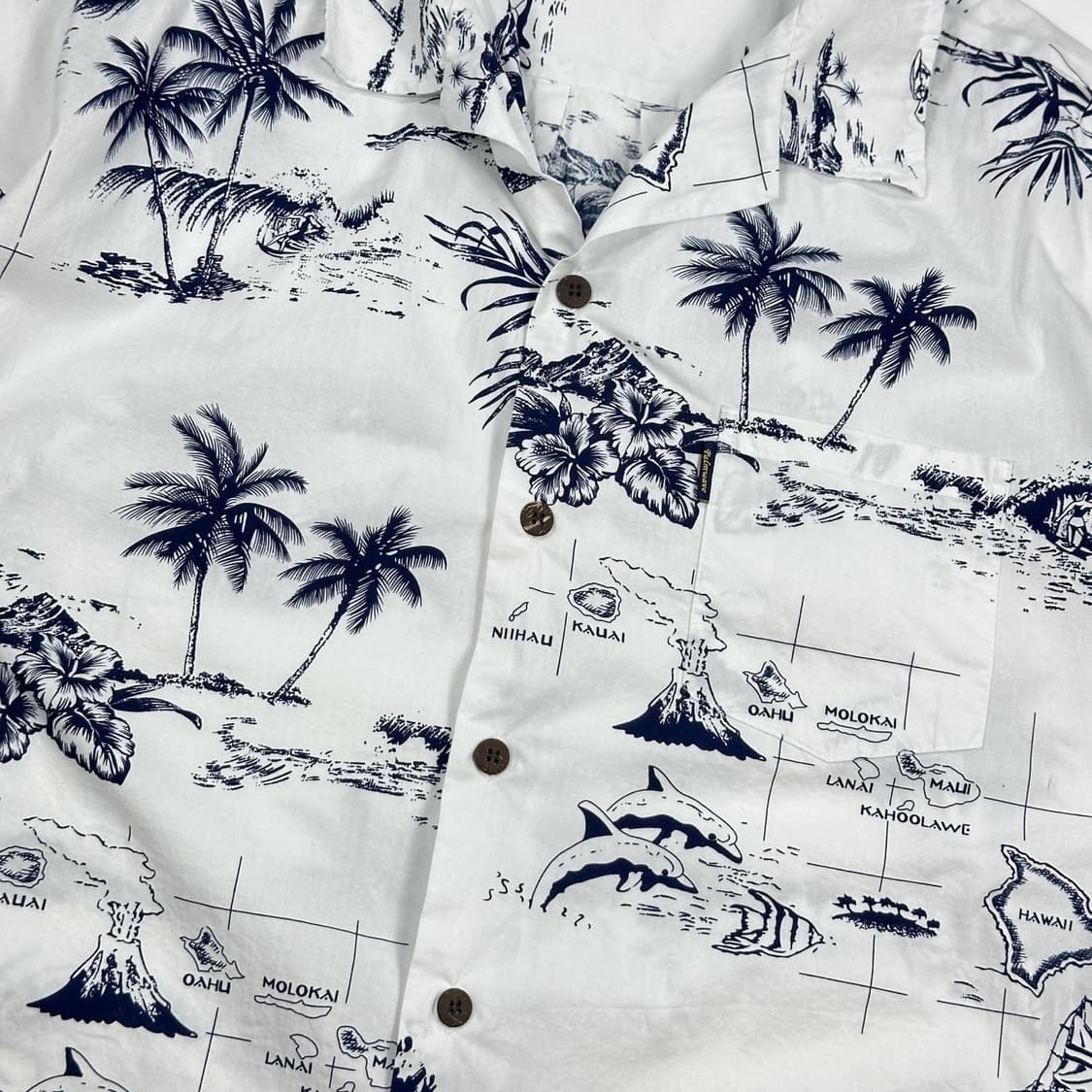 VTG 빈티지 하와이안 화이트 반팔 셔츠 (XL) 상품이미지3