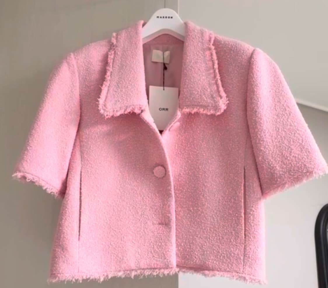 오르 오드리 트위드 핑크 자켓 m 상품이미지3