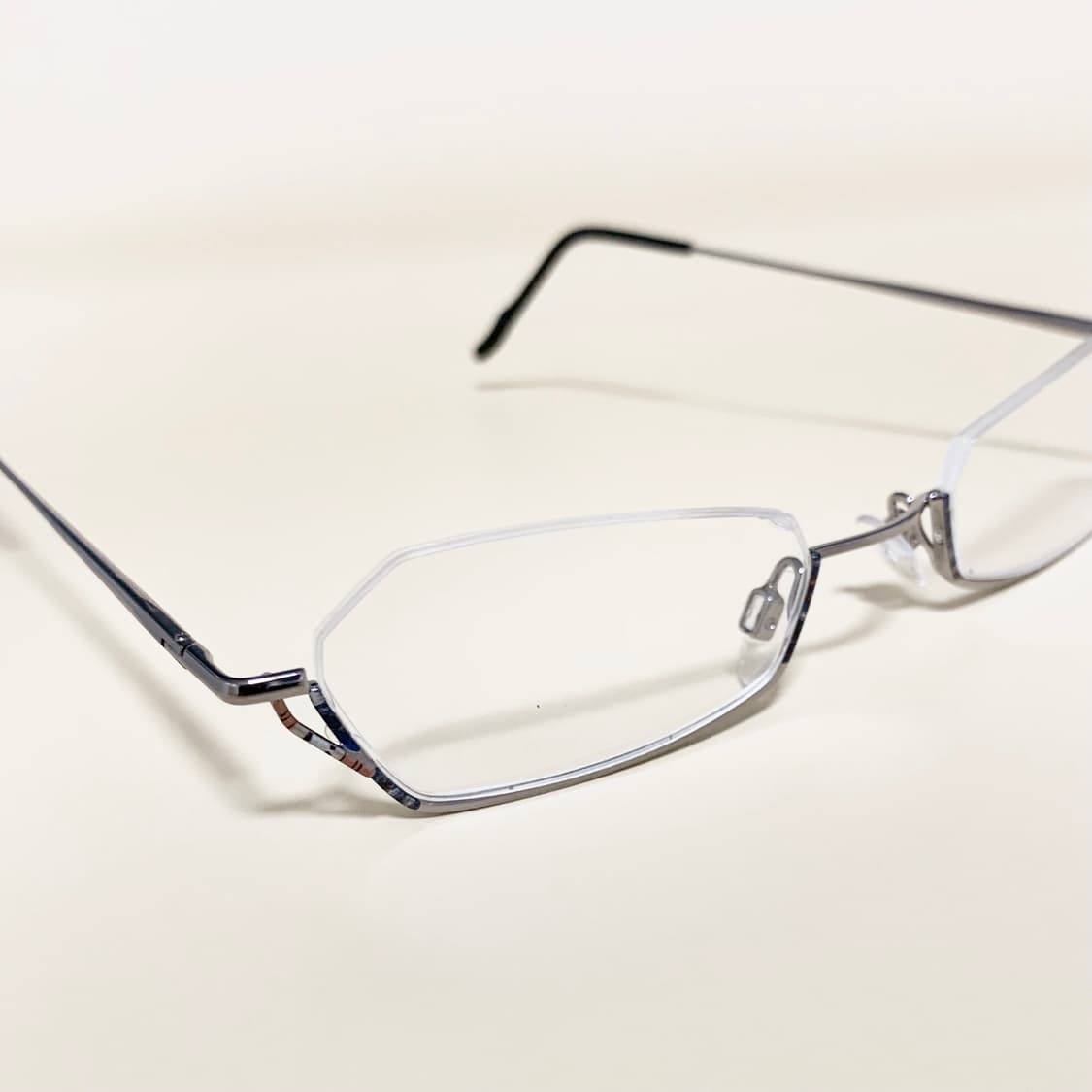 878 데드스탁 역반무테 안경 슬림 직사각 메탈 빈티지 남녀공용 가벼운  상품이미지5