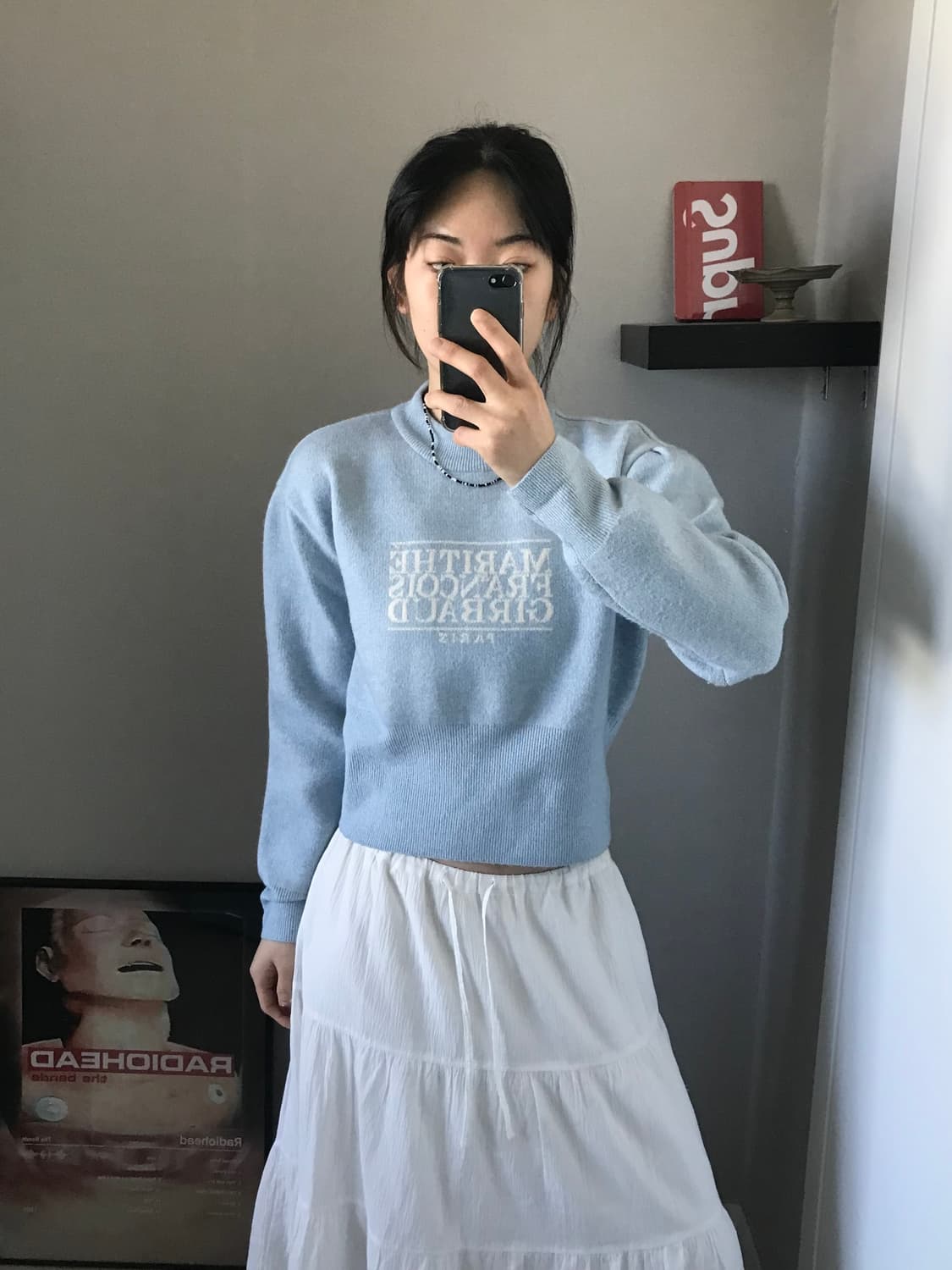 마리떼 프랑소와 저버 스펠아웃 로고 스카이 블루 니트 상품이미지2