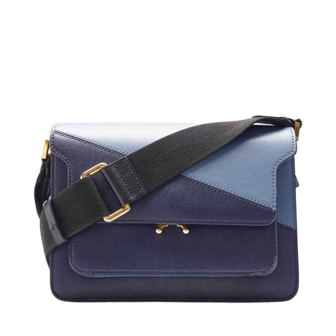 (중고) 마르니 네이비 블루 카프스킨 트렁크 미듐 숄더백 상품이미지1