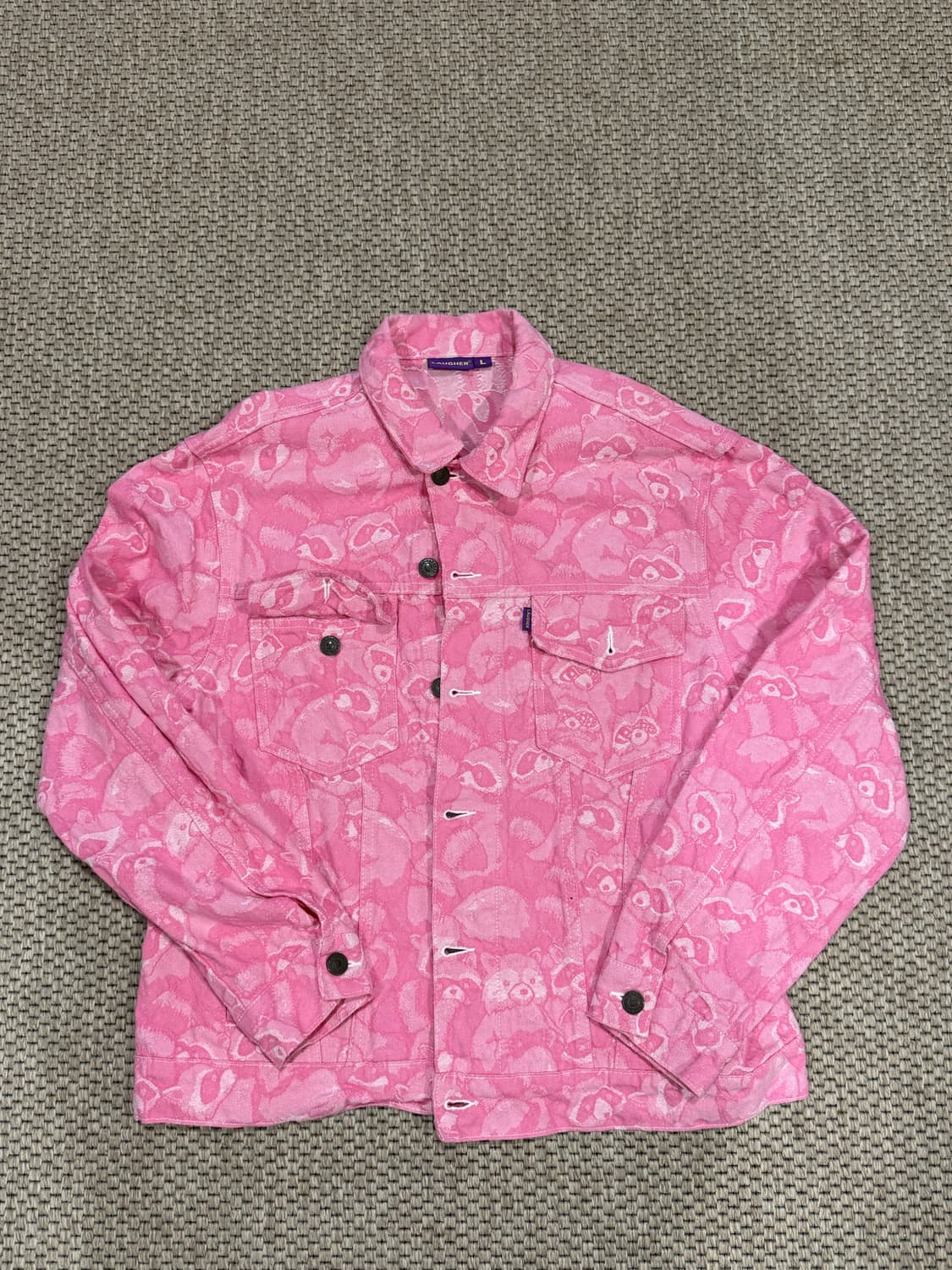 라퍼 라쿤 자카드 데님 핑크 셋업 상품이미지1