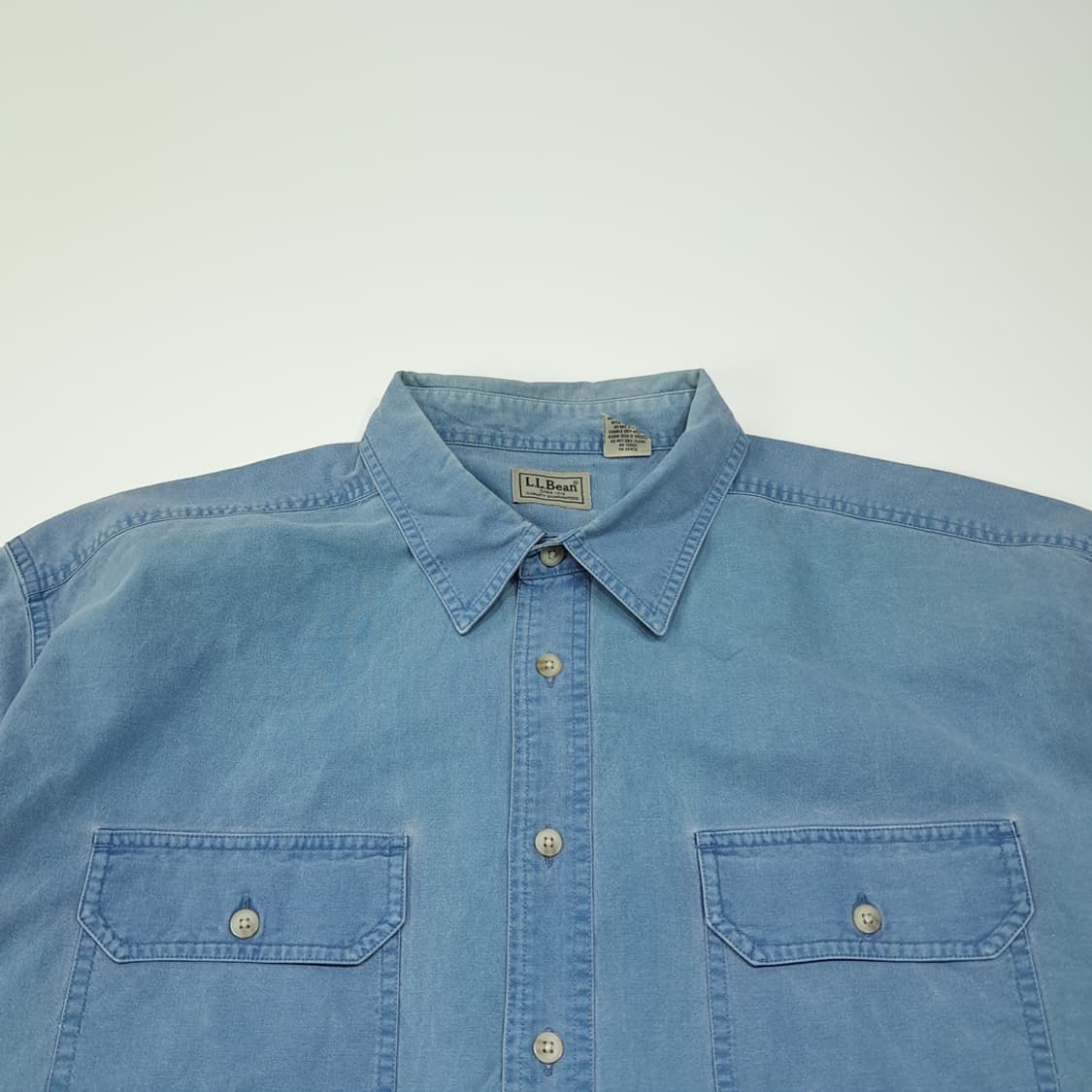 CL392 2XL 엘엘빈 90s 코튼 워싱 샵브레이 블루 셔츠 남방 상품이미지2