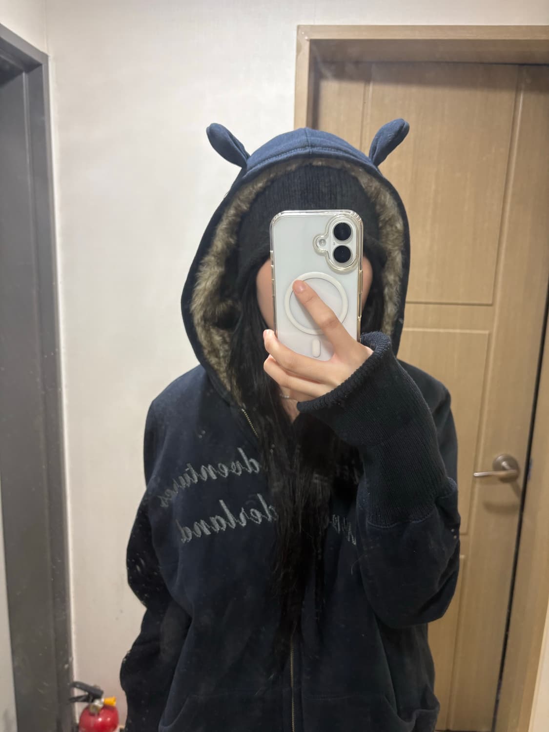 빈티지 퍼 곰돌이귀 후드집업 상품이미지2