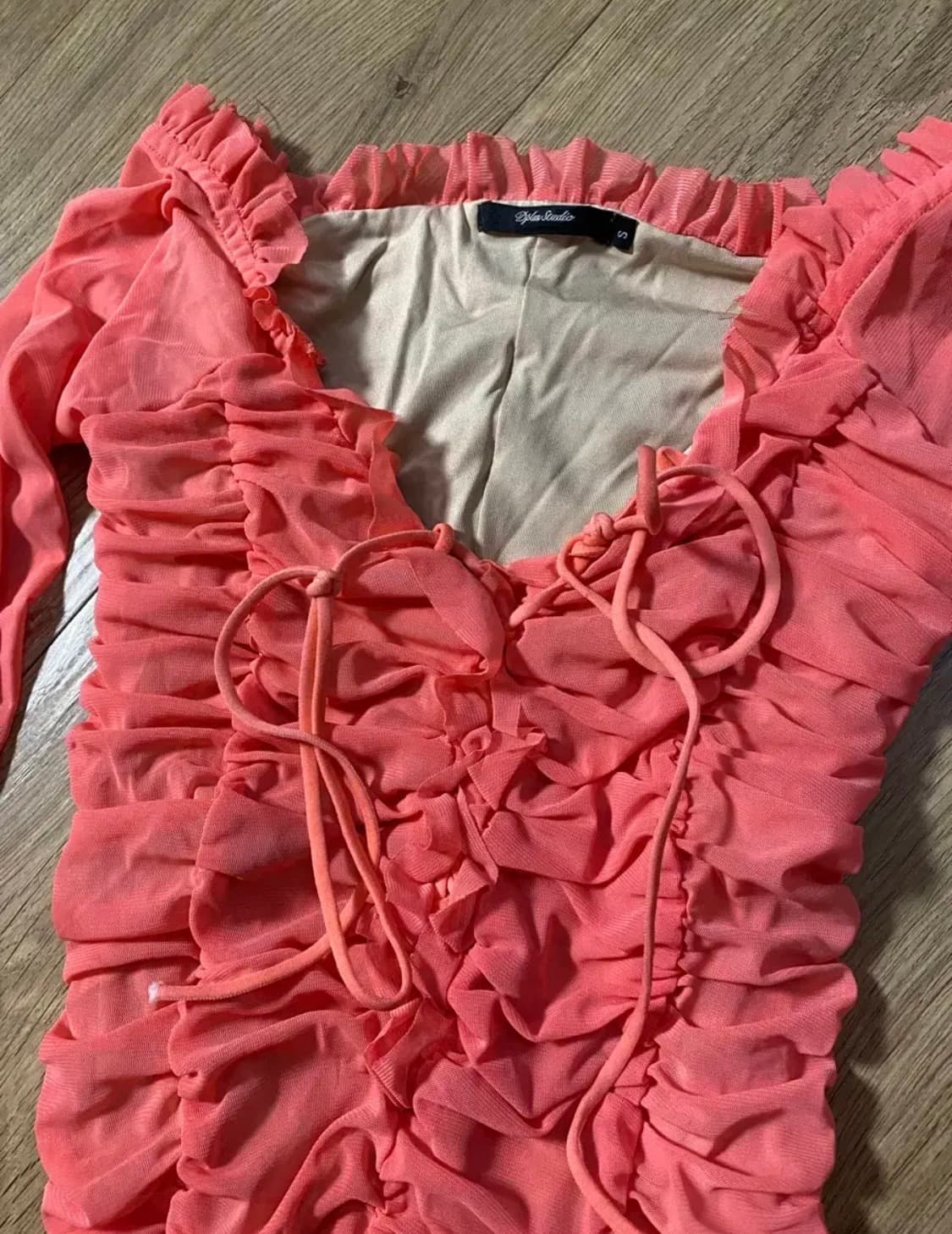 살몬 핑크 셔링 원피스 상품이미지7