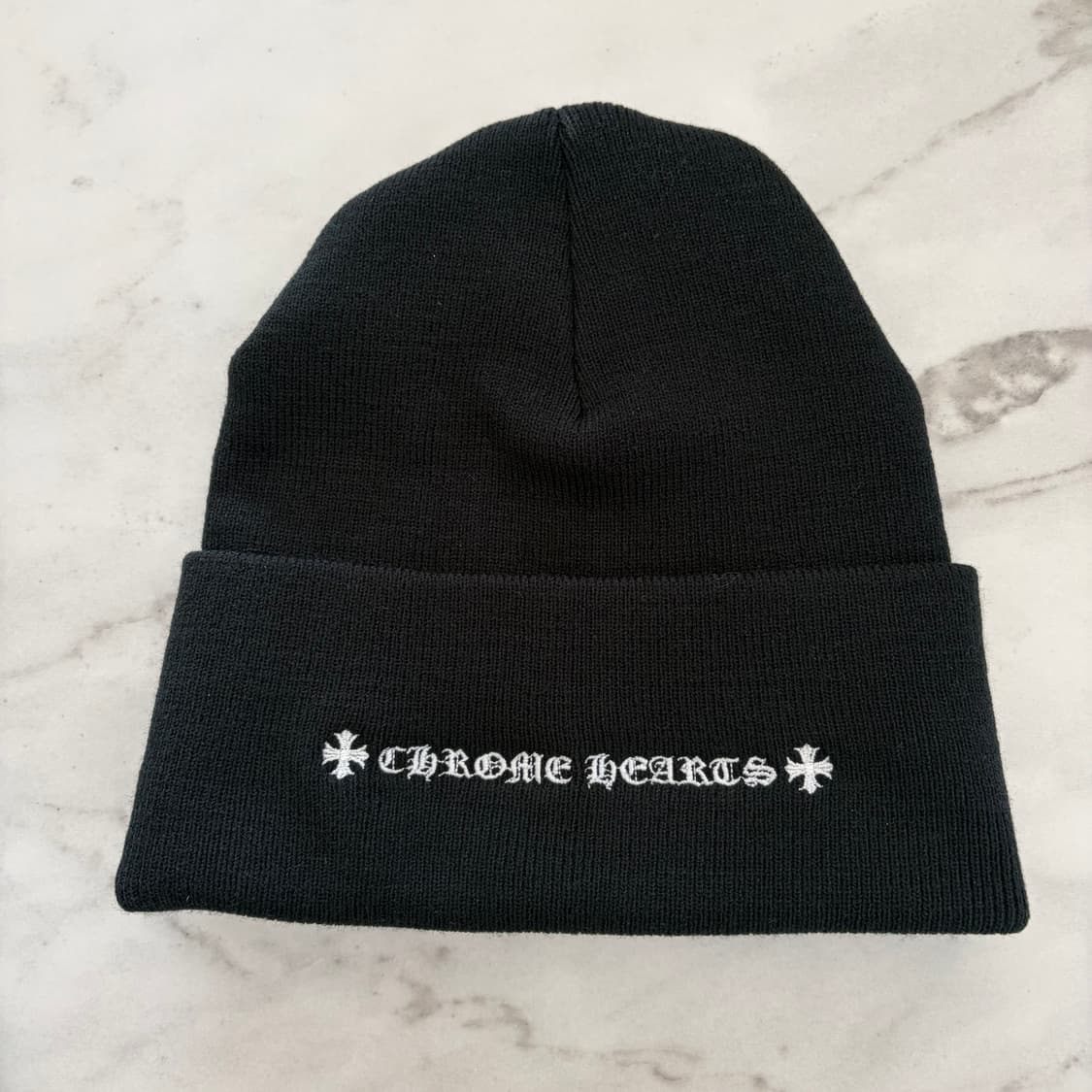 레어) 크롬하츠 Ch 로고 레터링 양면 워치 캡 비니 블랙 새상품 OS 상품이미지3